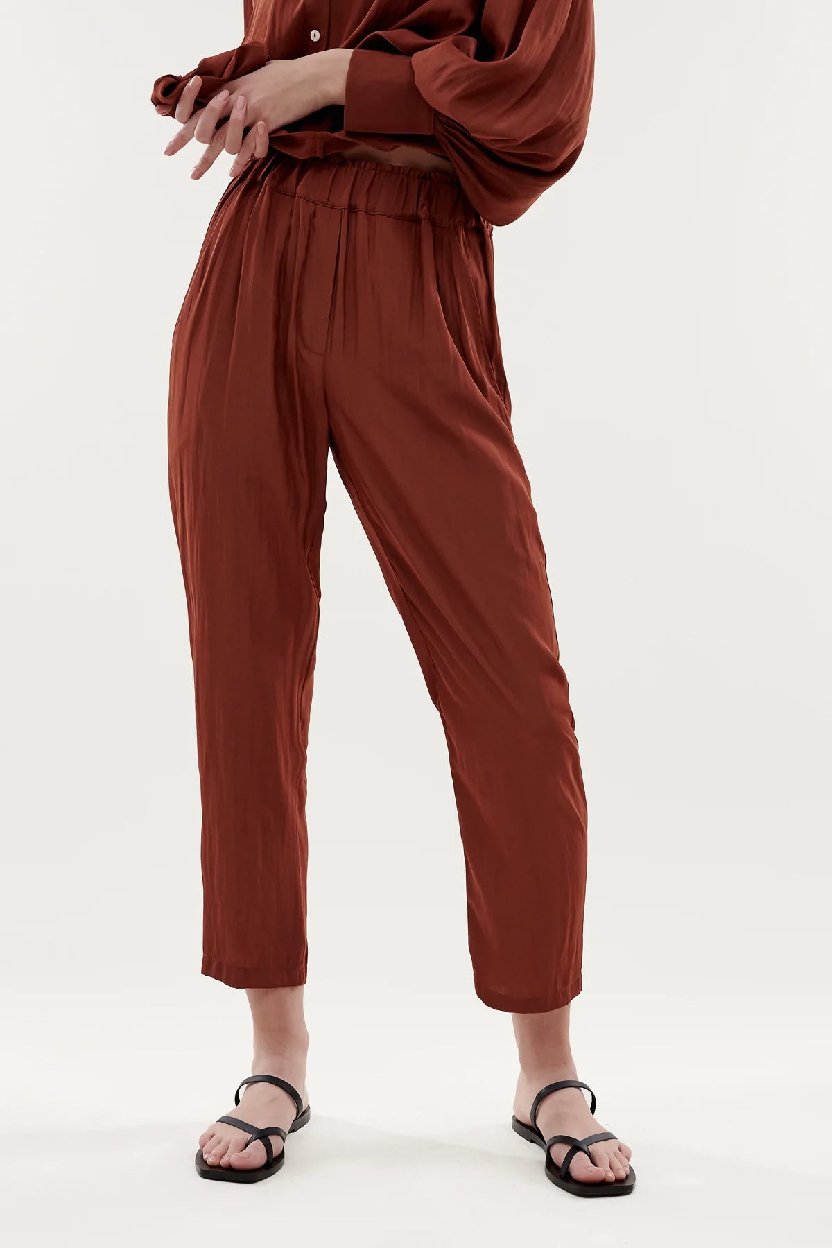 Rust-Colored Basic Pants for Women - Casual Comfort Fit for Everyday Wear & Outfits