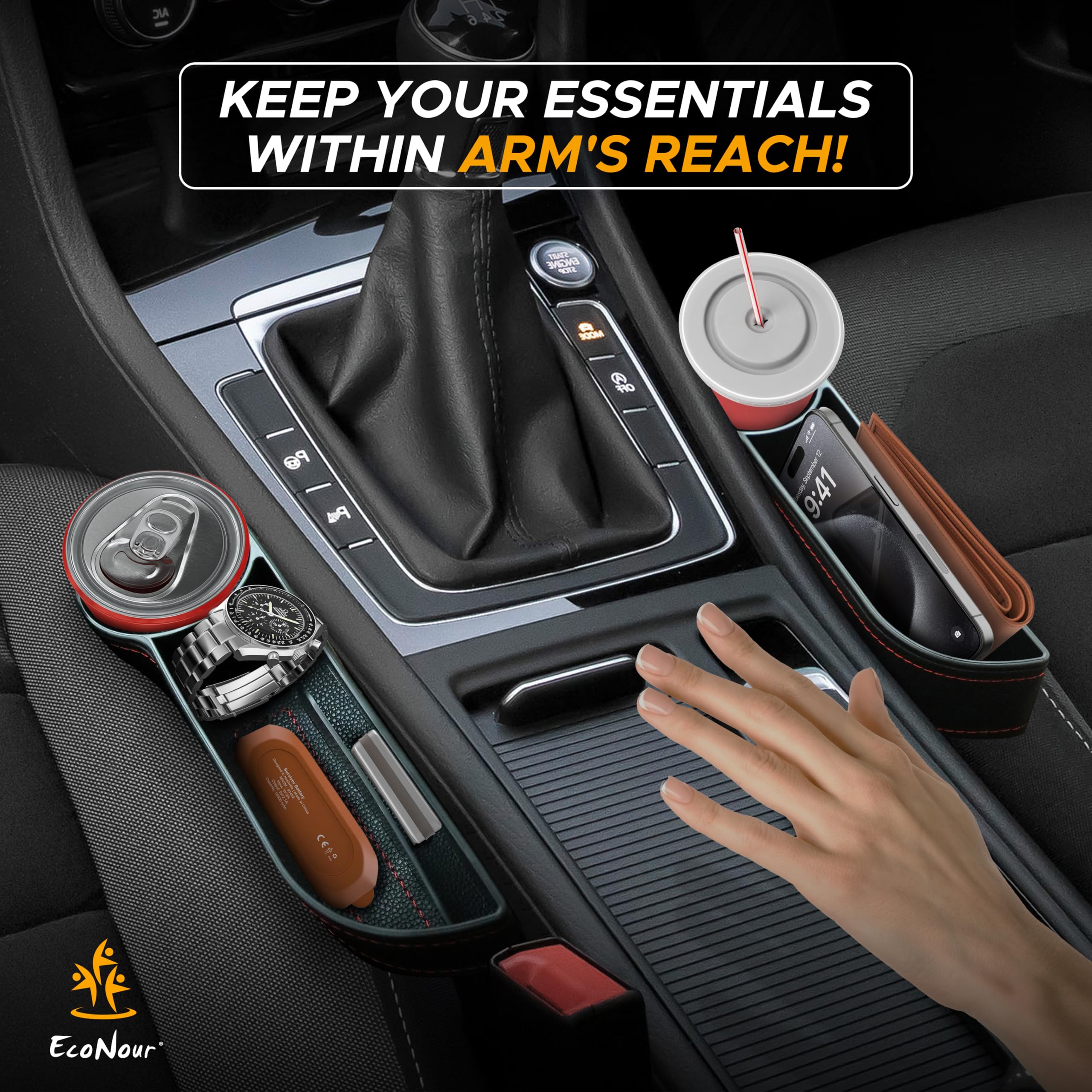 EcoNour Car Seat Gap Filler with Cup Holder (10