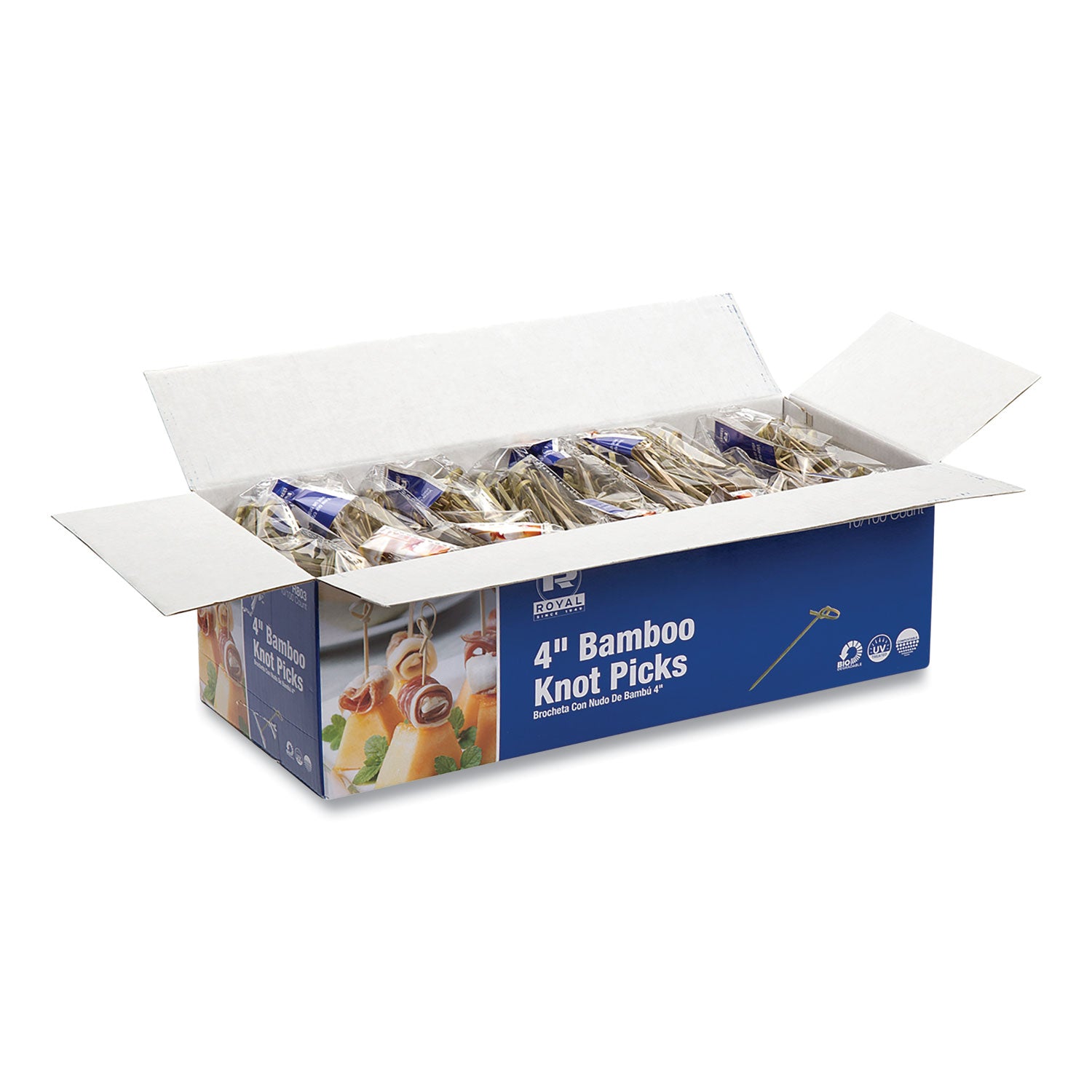 AmerCareRoyal® Natural Knotted Bamboo Toothpicks - 100 Count per Pack, 10 Packs per Carton - Eco-Friendly Dental Care for Restaurants, Parties & Home Use