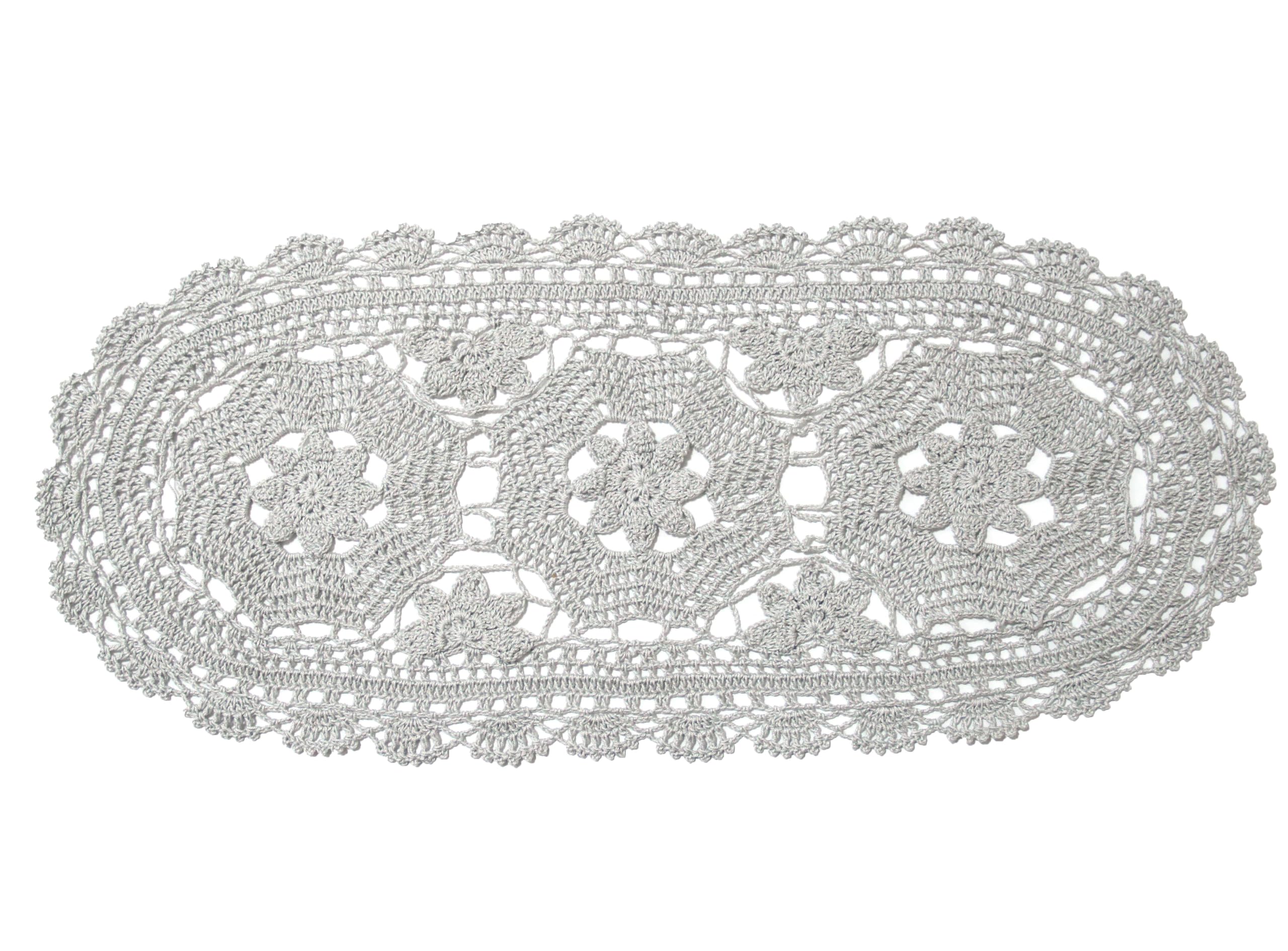 BIBITIME Handmade Crochet Lace Doilies - 3 Floral Oval Tablecloth Placemats for Wedding, Dining, Kitchen Decor (10