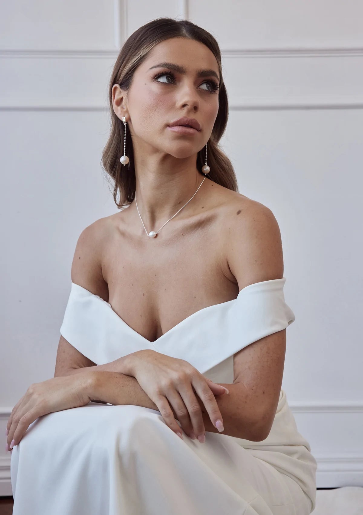 Lola Knight Ada Minimalist Pearl Bridal Earrings - Sterling Silver Wedding Jewelry for Brides, Bridesmaids & Formal Occasions