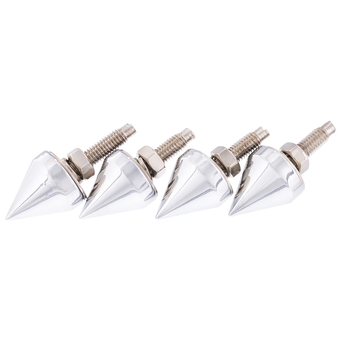 United Pacific 10878 Chrome Spike License Plate Fastener Screw Caps - Pack of 4 for Standard License Plate with Threaded Mounting Stud, Nut & Lock Washer | Perfect for Car, Truck & Motorcycle Customization & Security