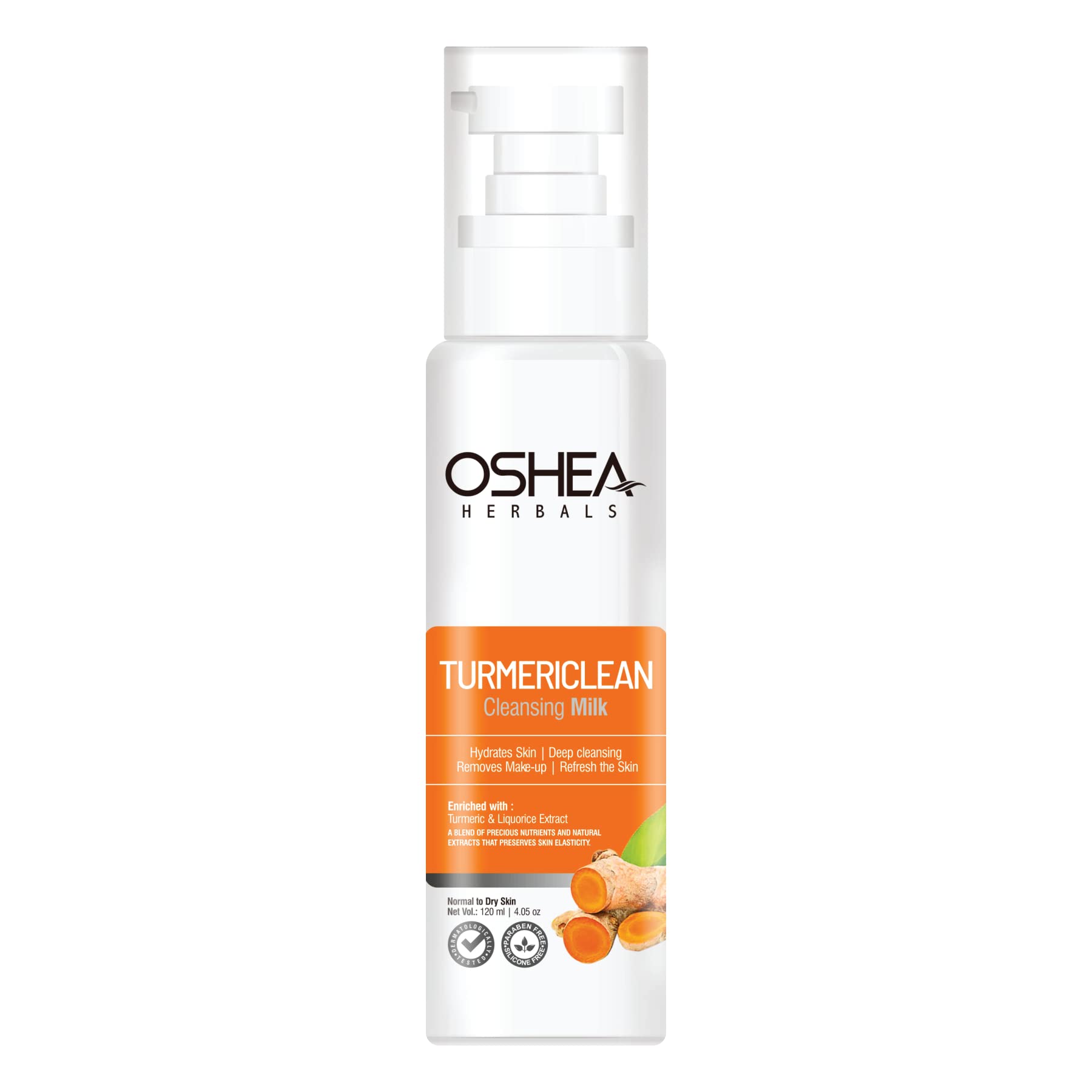Oshea Herbals Turmeric & Licorice Cleansing Milk for Normal to Dry Skin | Deep Cleansing, Hydrating Face Wash | Turmeric Extract for Glowing Skin | Paraben-Free, Silicone-Free | 120g | Perfect for Daily Skincare Routine & Post-Makeup Removal