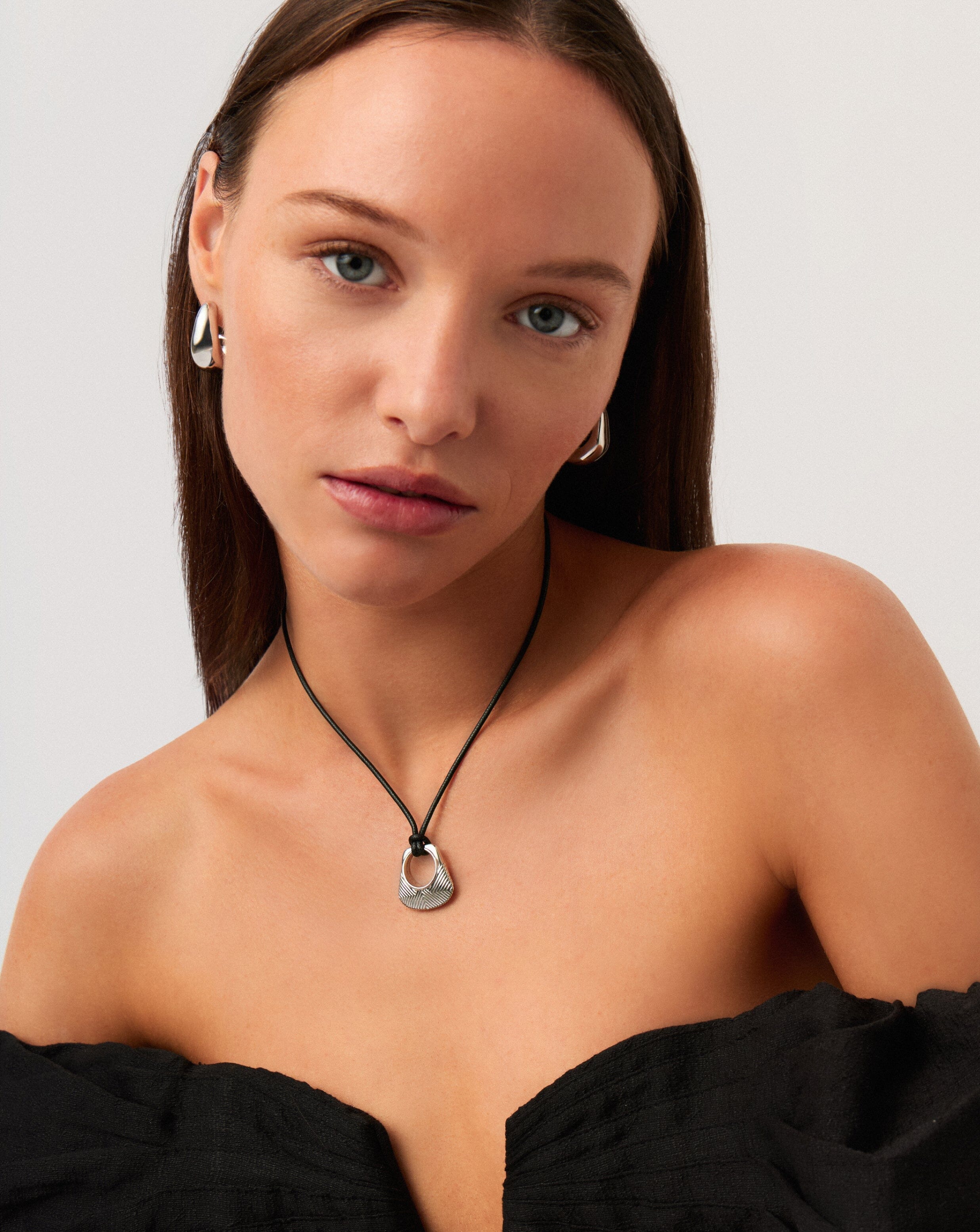 Hera Ridge Pendant Cord Necklace - Silver Plated Boho Jewelry for Women, Minimalist Layering Necklace for Everyday Wear, Gift for Her, Birthday & Anniversary Present