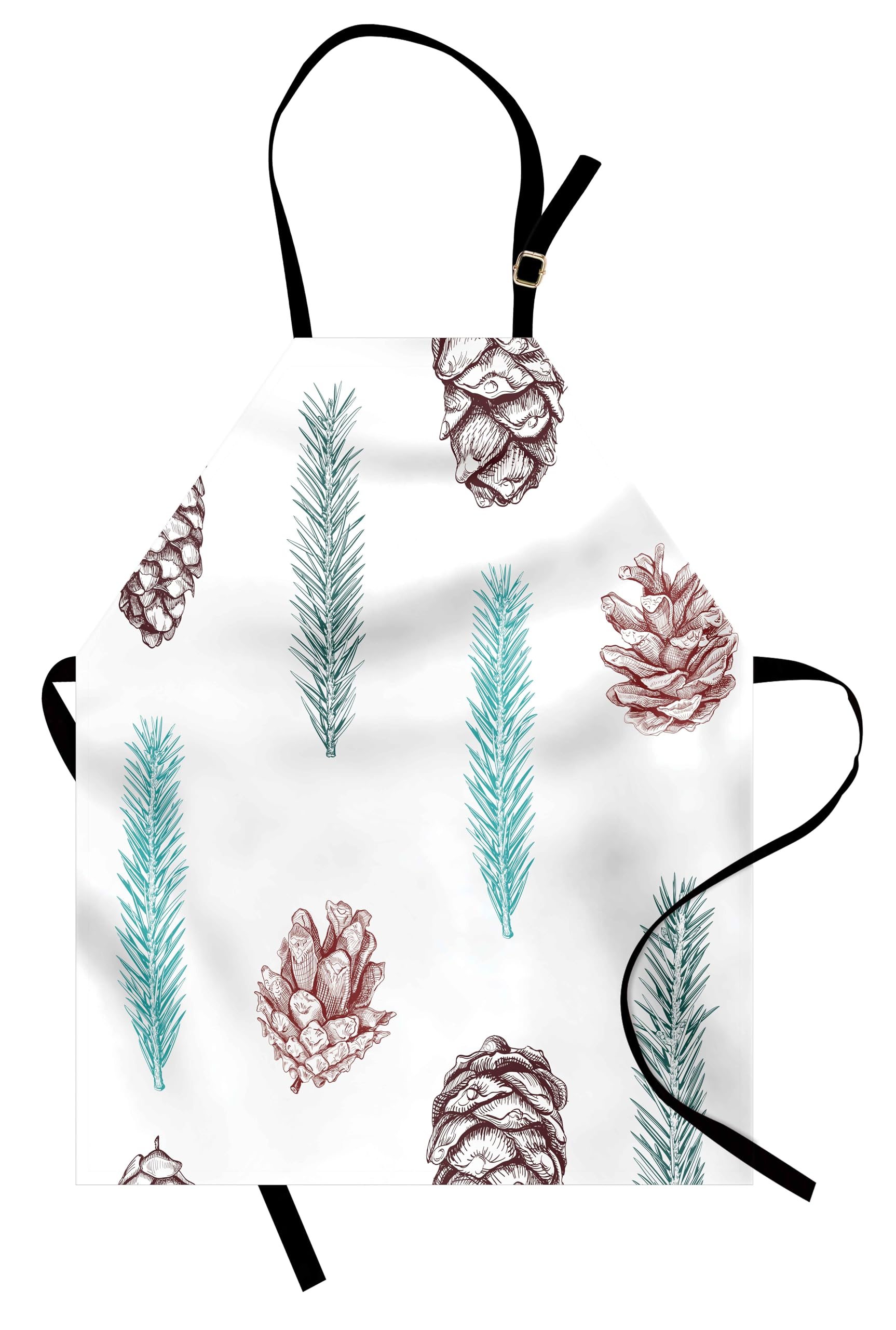 Ambesonne Evergreen Apron - Christmas Holiday Baking Apron with Pine Cones & Branches Design, Adjustable Ties for Cooking, Painting & Crafts, Small Size White & Multicolor - Perfect for Holiday Baking, DIY Projects & Christmas Gift Giving
