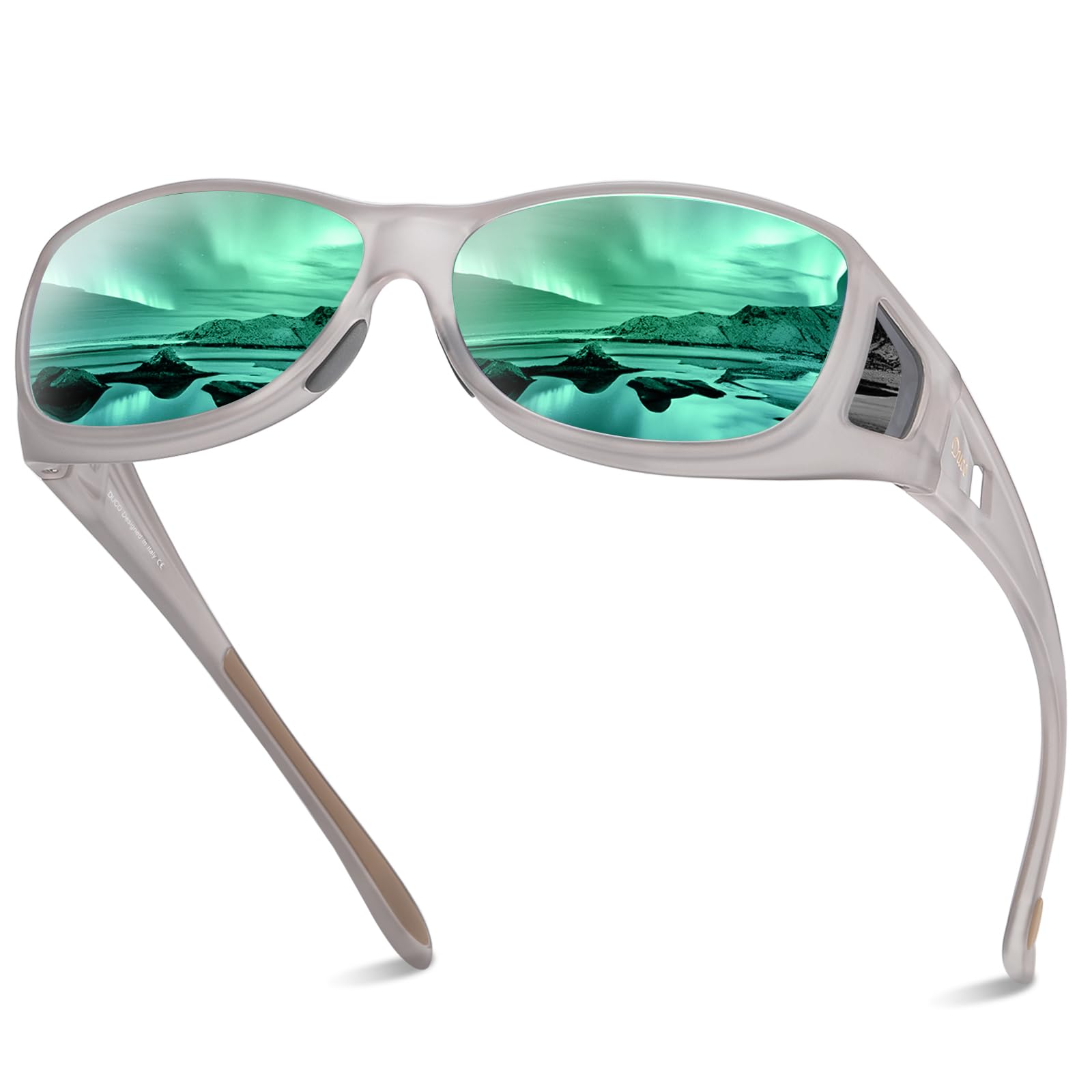DUCO Polarized Wraparound Fitover Sunglasses for Men & Women - UV Protection, Driving & Outdoor Activities (Model 8953) | Wear Over Prescription Glasses, Fishing, Hiking, Cycling