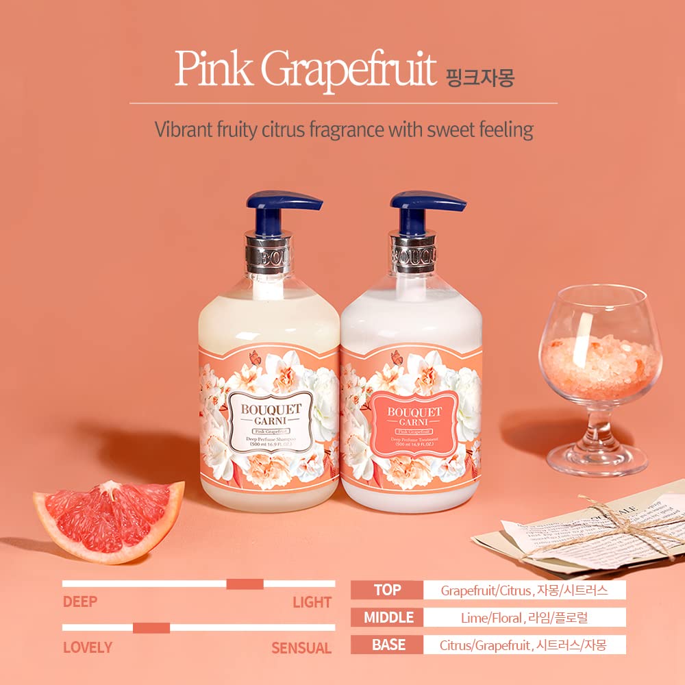 Bouquet Garni Pink Grapefruit Hair Conditioner - 16.9 Fl Oz Long Lasting Fragrance with Argan Oil & Amino Protein - Natural Surfactant for Soft, Soothing Scalp & Hair Care - Perfect for Dry, Damaged Hair Treatment at Home or Salon