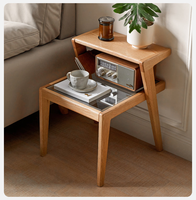 Solid Oak Wood Nightstand - Sturdy Bedside Table with Drawer for Bedroom, Living Room, or Office - Perfect for Storage and Decor