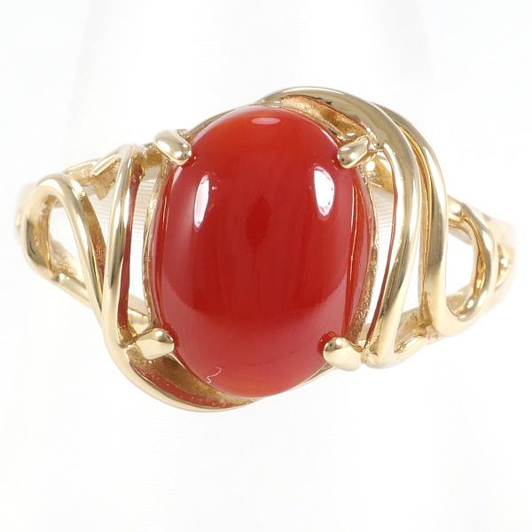 14K Yellow Gold Coral Ring for Women - Size 9 | Elegant Handmade Jewelry Gift for Anniversary, Birthday & Special Occasions | Perfect for Beach Weddings, Summer Parties & Boho Fashion