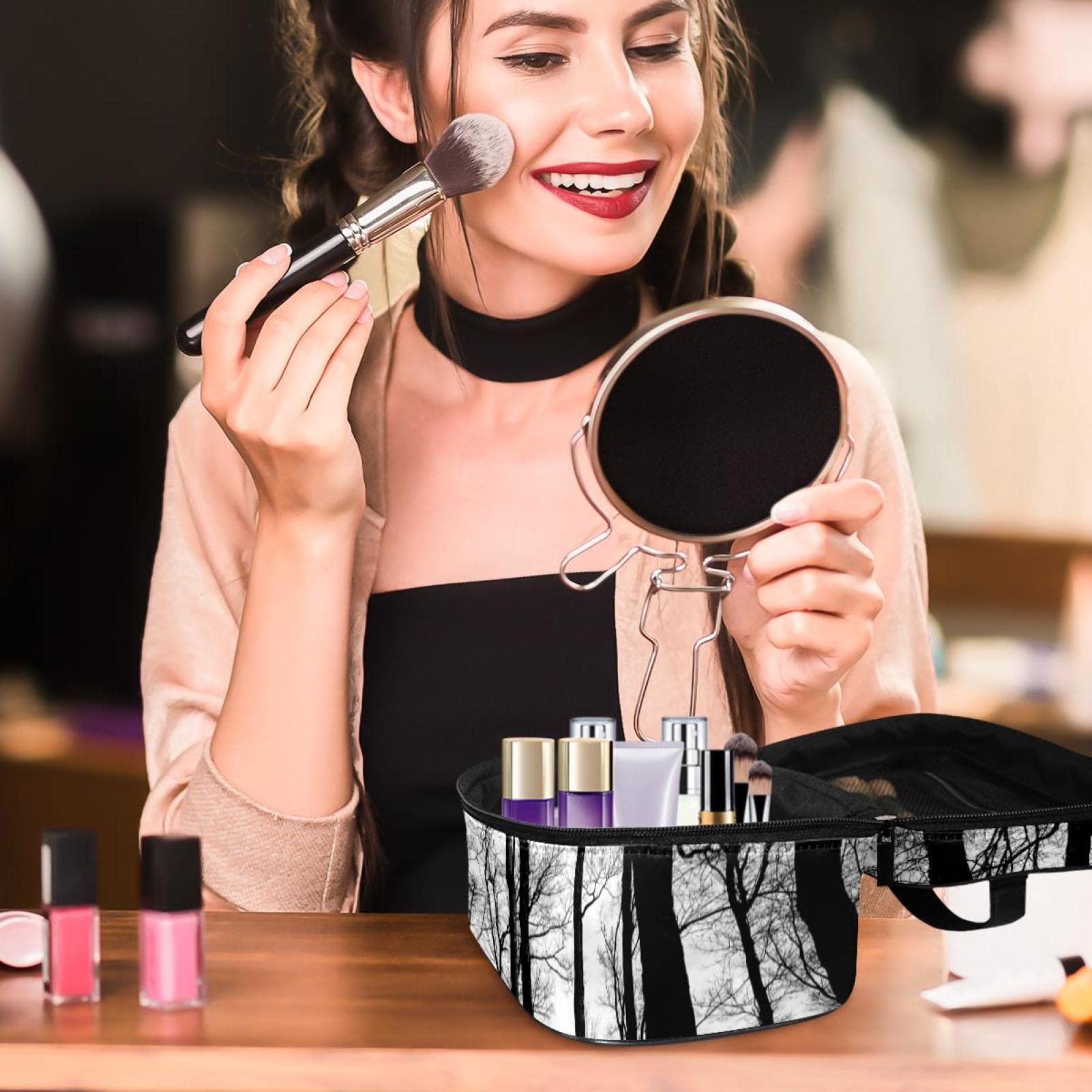 Portable Travel Makeup Organizer Bag for Women - Cosmetic Case with Multiple Compartments for Toiletries & Beauty Essentials | Perfect for Vacation, Gym, and Daily Use