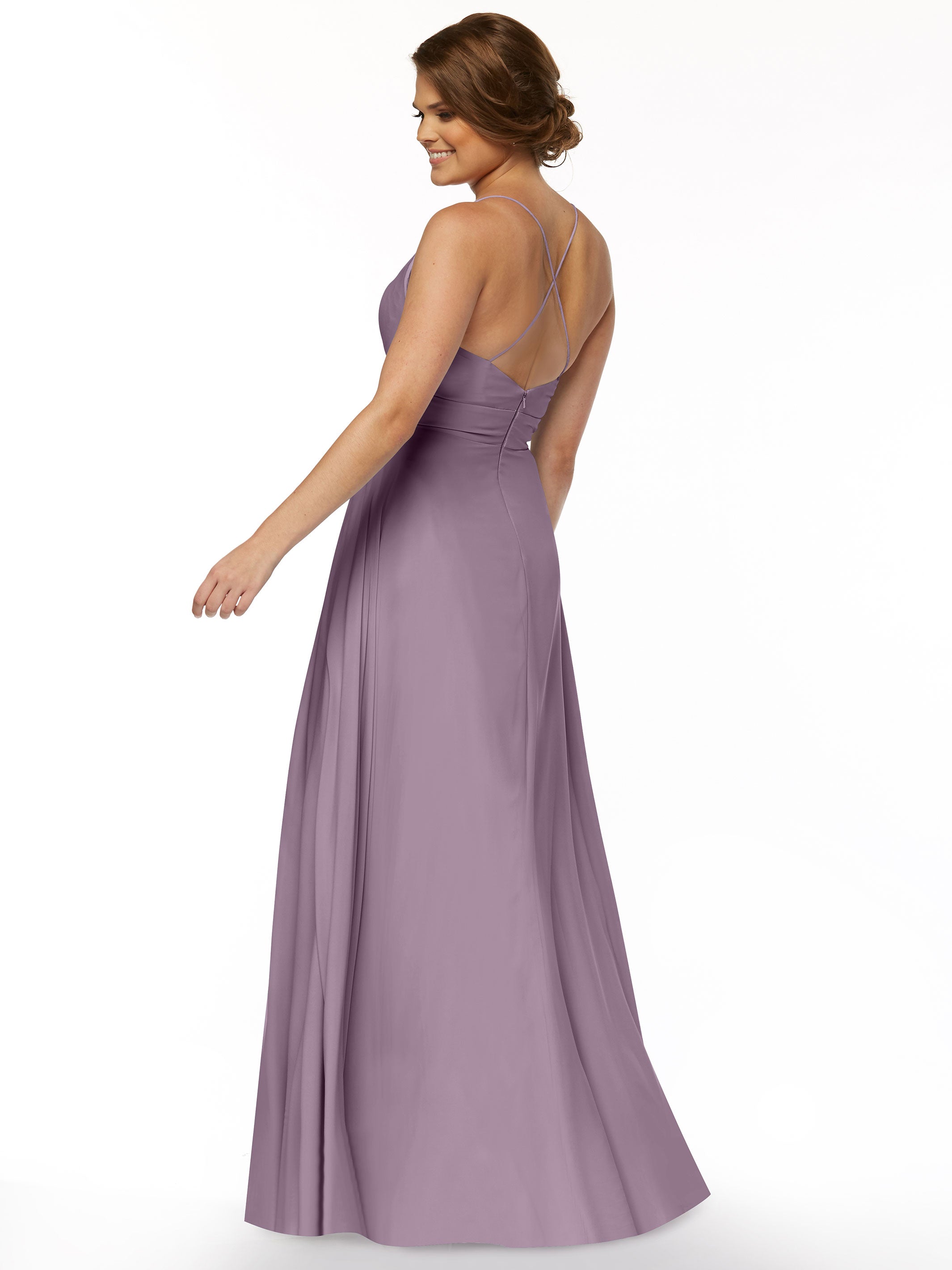 Elegant 83027 Stretch Chiffon A-Line Bridesmaid Dress with Pleats - Perfect for Weddings, Formal Events & Evening Parties