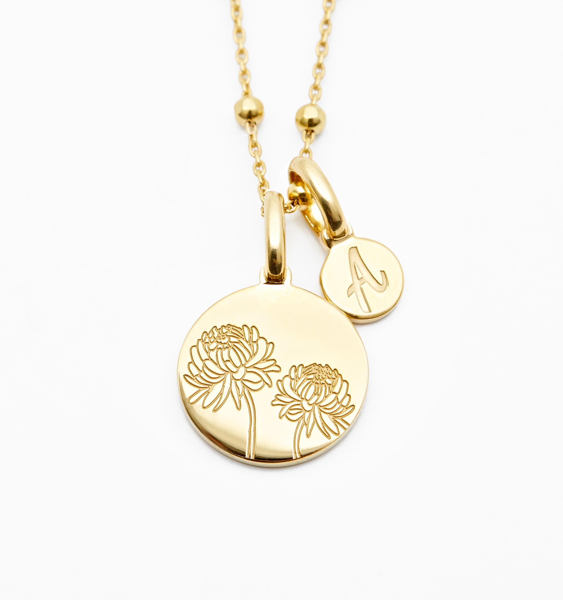 Personalized Initial Chrysanthemum Necklace - November Birth Flower Jewelry for Women, Gifts for Mom, Sister, Girlfriend | Birthday, Anniversary, Valentine's Day Present