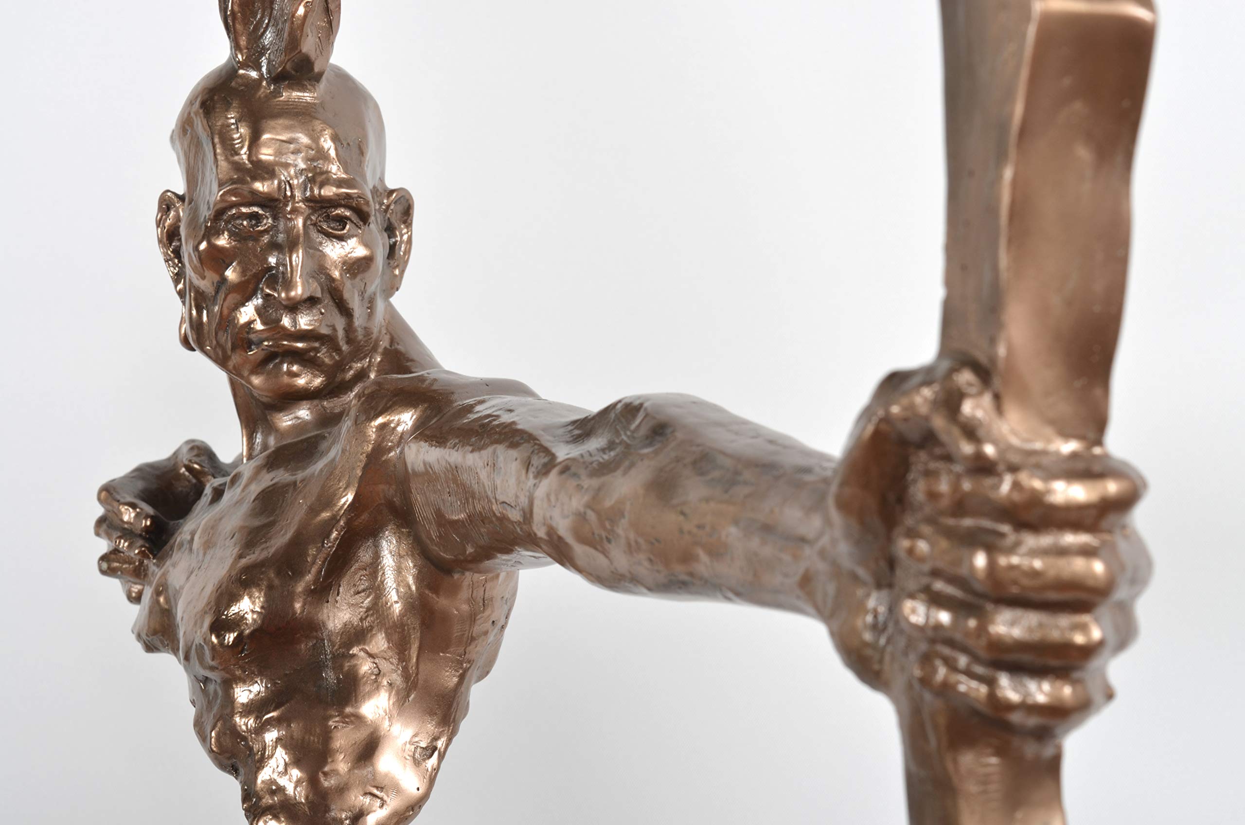 Bronze Indian Shooter Statue Sculpture - Handcrafted Table Decor for Home Office | Perfect for Bookshelf, Mantel & Gift Giving
