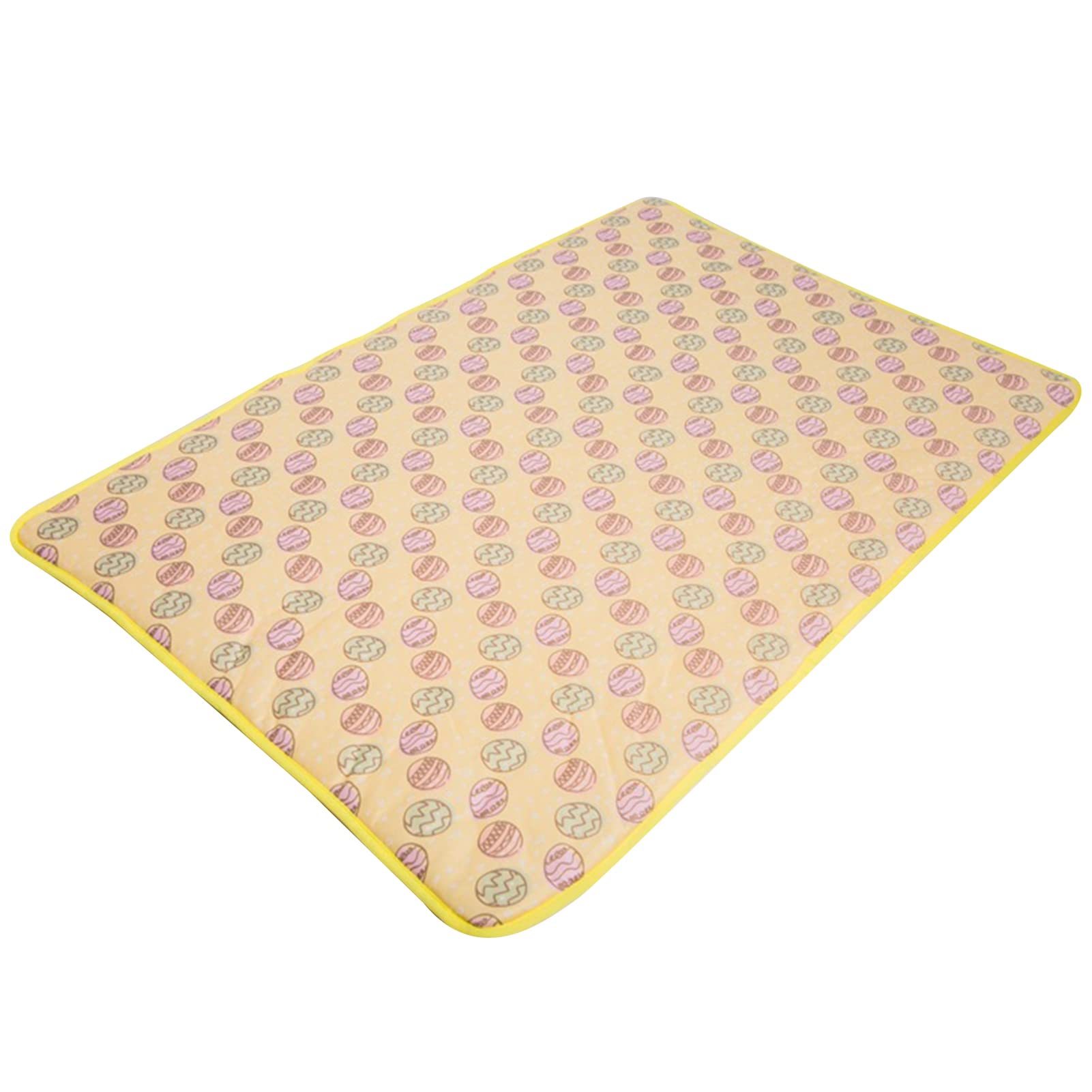 Shulemin Cooling Mat for Dogs & Cats - Ice Silk Self-Cooling Pet Pad, Breathable & Washable Dog Crate Mat, Portable Pet Cooling Blanket for Outdoor, Travel & Home Use - Yellow M - Perfect for Hot Weather, Car Rides & Indoor Comfort