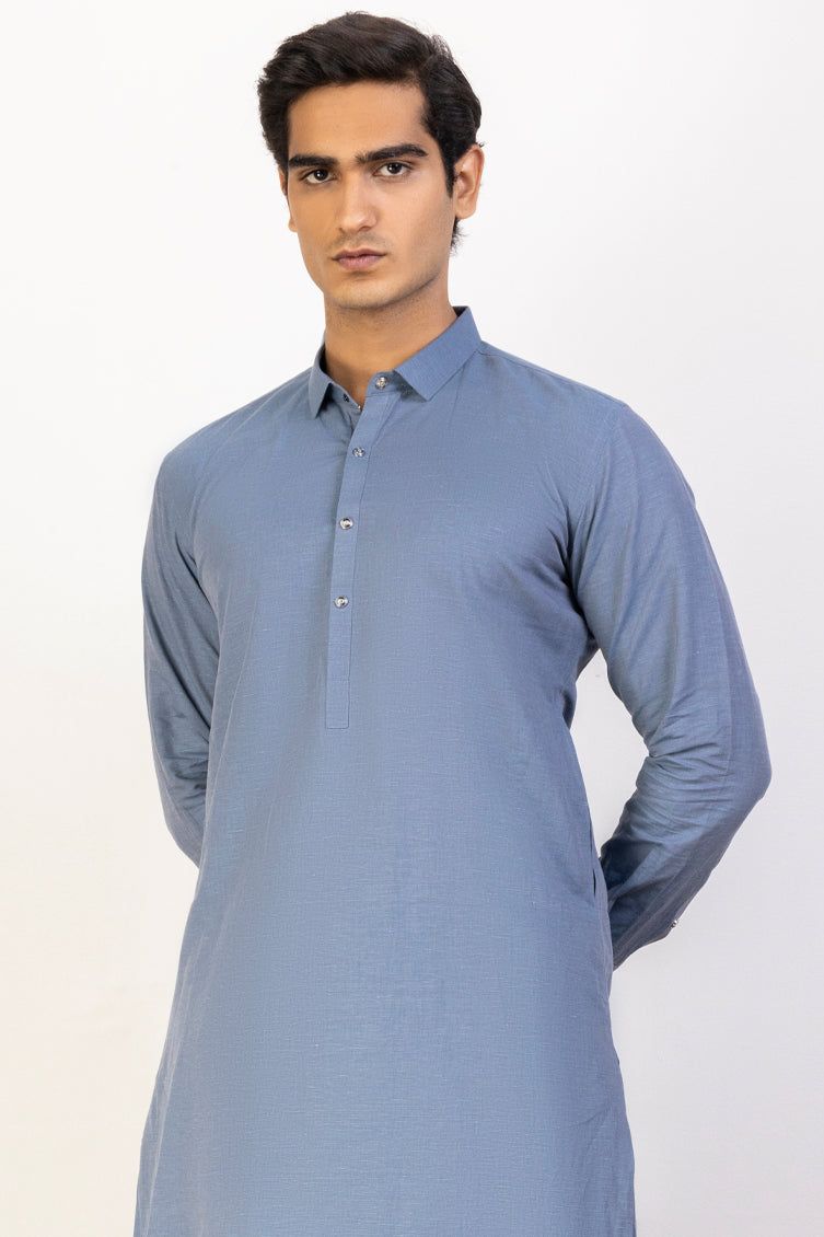Blended Grey Kameez Shalwar by J. Junaid Jamshed - Traditional Pakistani Outfit for Men - Perfect for Eid, Weddings & Special Occasions