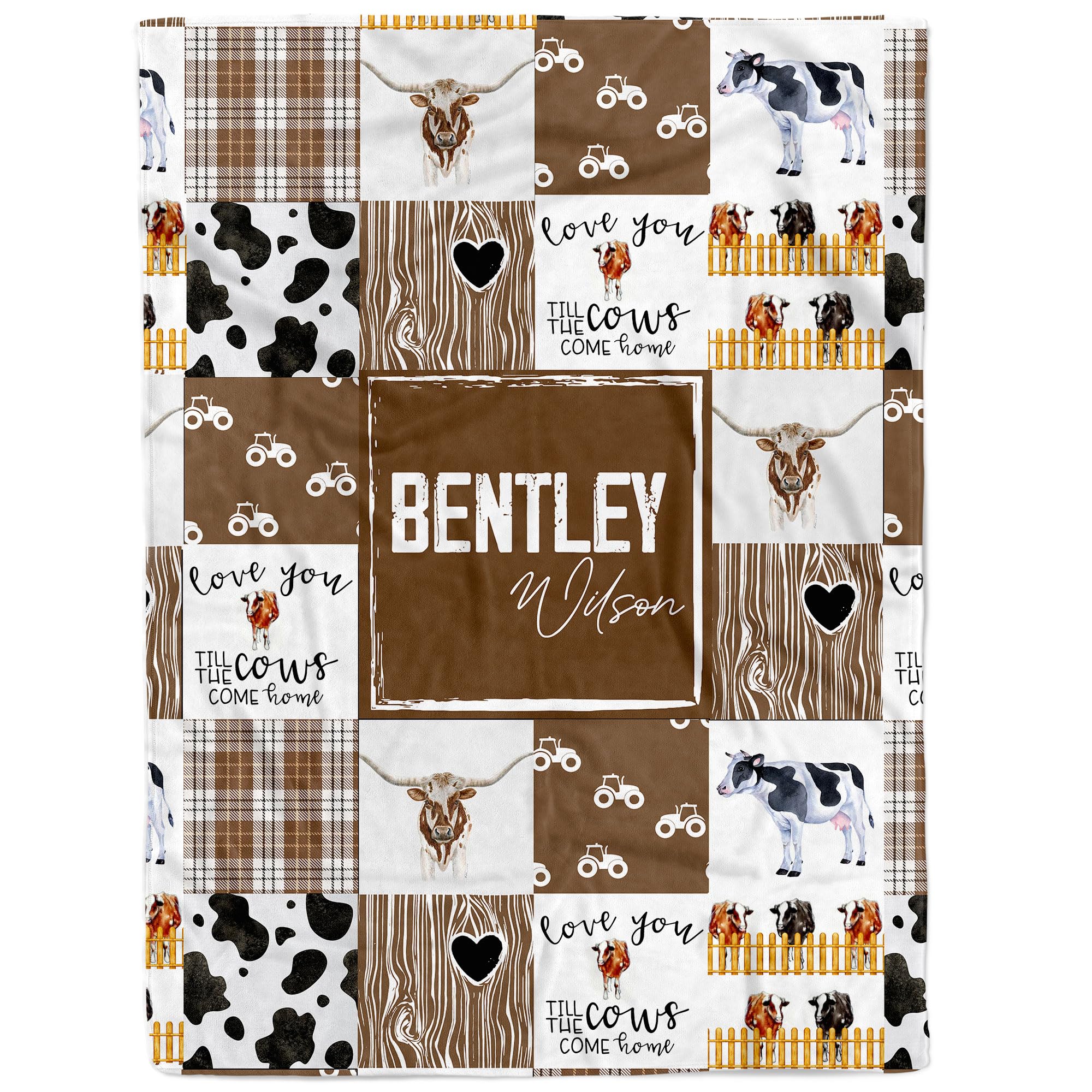 Personalized Cow Baby Blankets for Boys - Custom Name Newborn Blanket, Soft & Cozy Nursery Decor - Perfect Baby Shower Gift & Nursery Room Decor