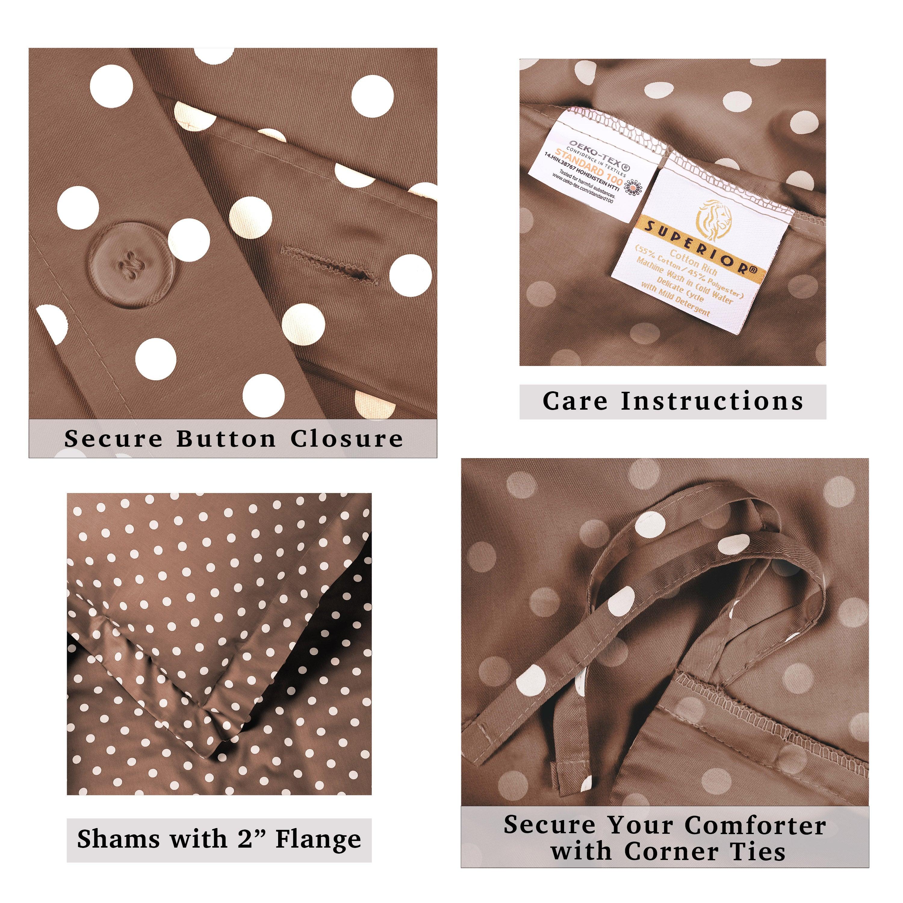 Premium 600 Thread Count Cotton Blend Polka Dot Duvet Cover Set - Soft & Breathable Bedding for Cozy Nights - Perfect for Master Bedroom, Guest Room & Dorm Decor