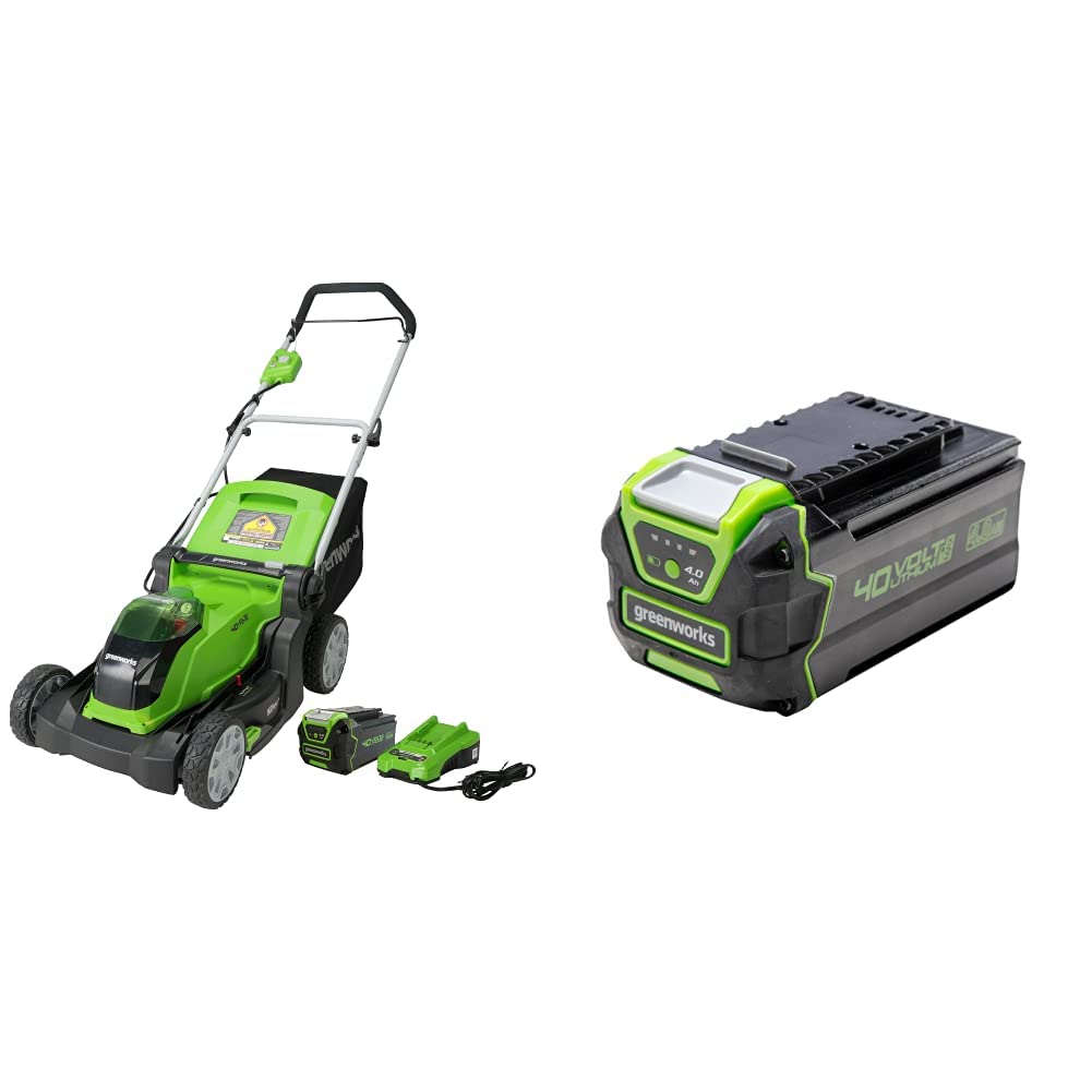 Greenworks 40V 17-Inch 2-in-1 Cordless Lawn Mower with 4.0Ah Battery & Charger Included - Perfect for Small to Medium Yards, Quiet & Eco-Friendly Electric Mowing Solution
