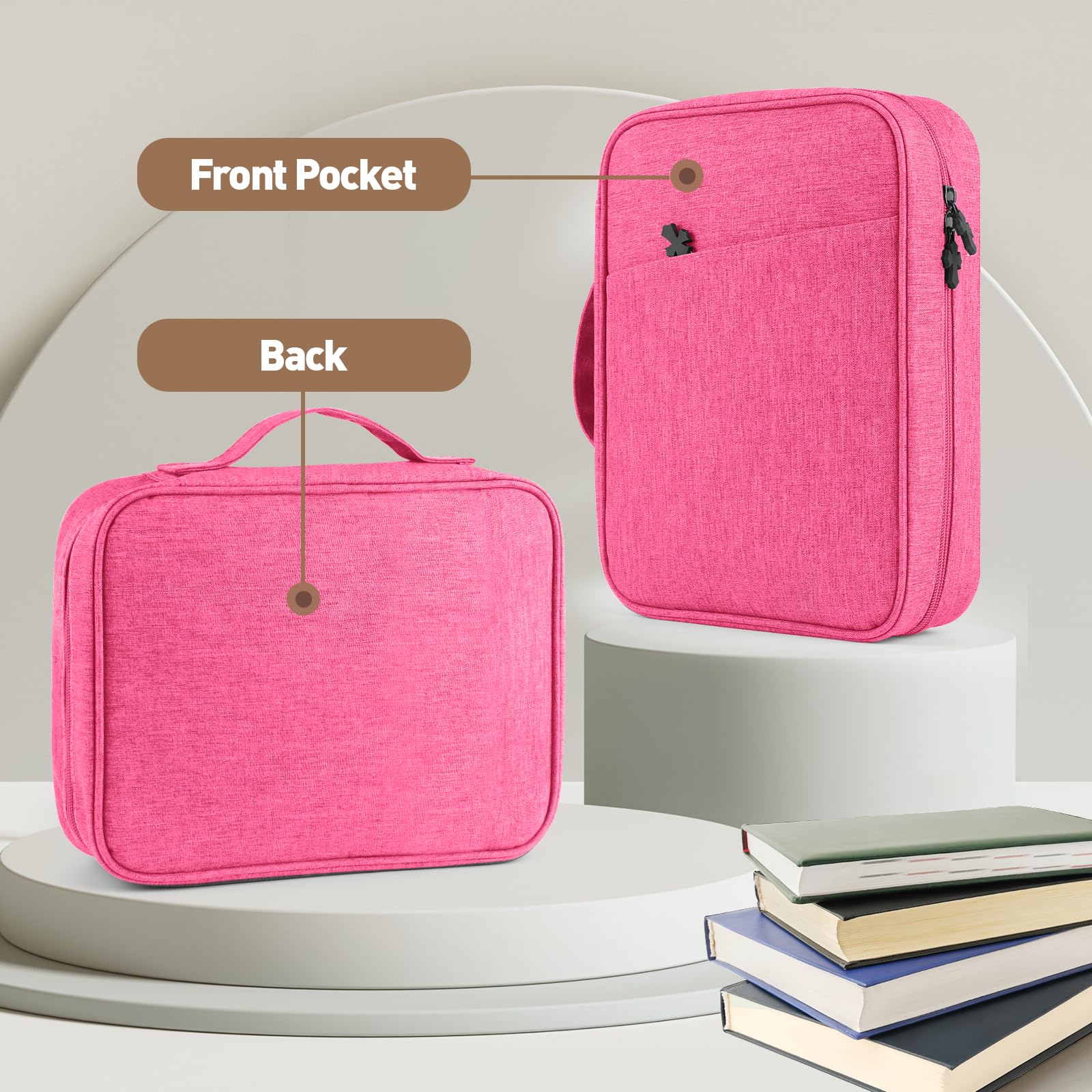 MOSLA Bible Cover Bag for Women & Men - Durable Scripture Study Book Cover with Handle & Pocket - Perfect Gift for Church, Catholic & Christian Families - Ideal for Bible Study, Sunday School & Travel