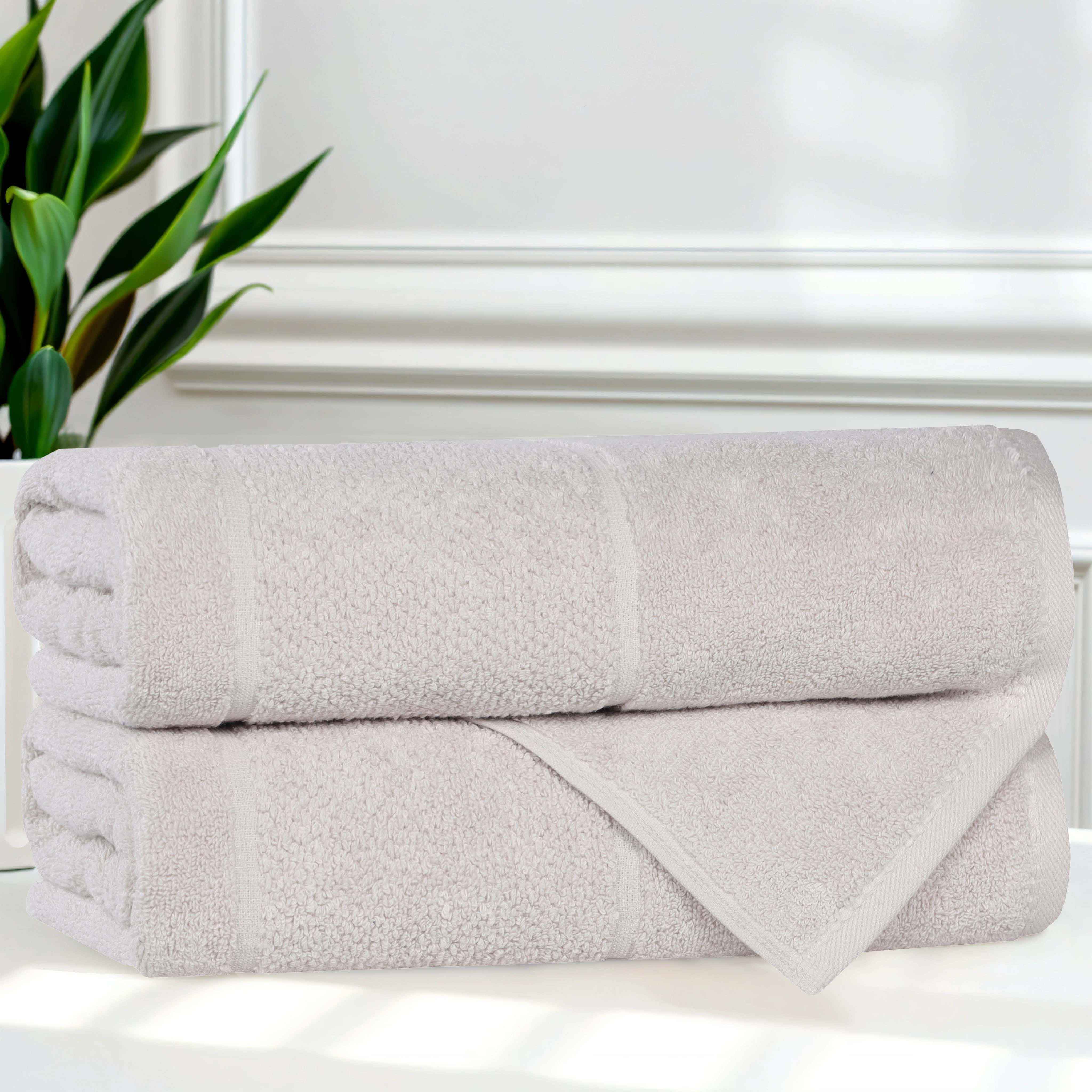 Premium Cotton Bath Towels Set of 2 - Ultra Soft & Absorbent Broad Border Luxury Towels for Spa, Gym, Beach & Home Use
