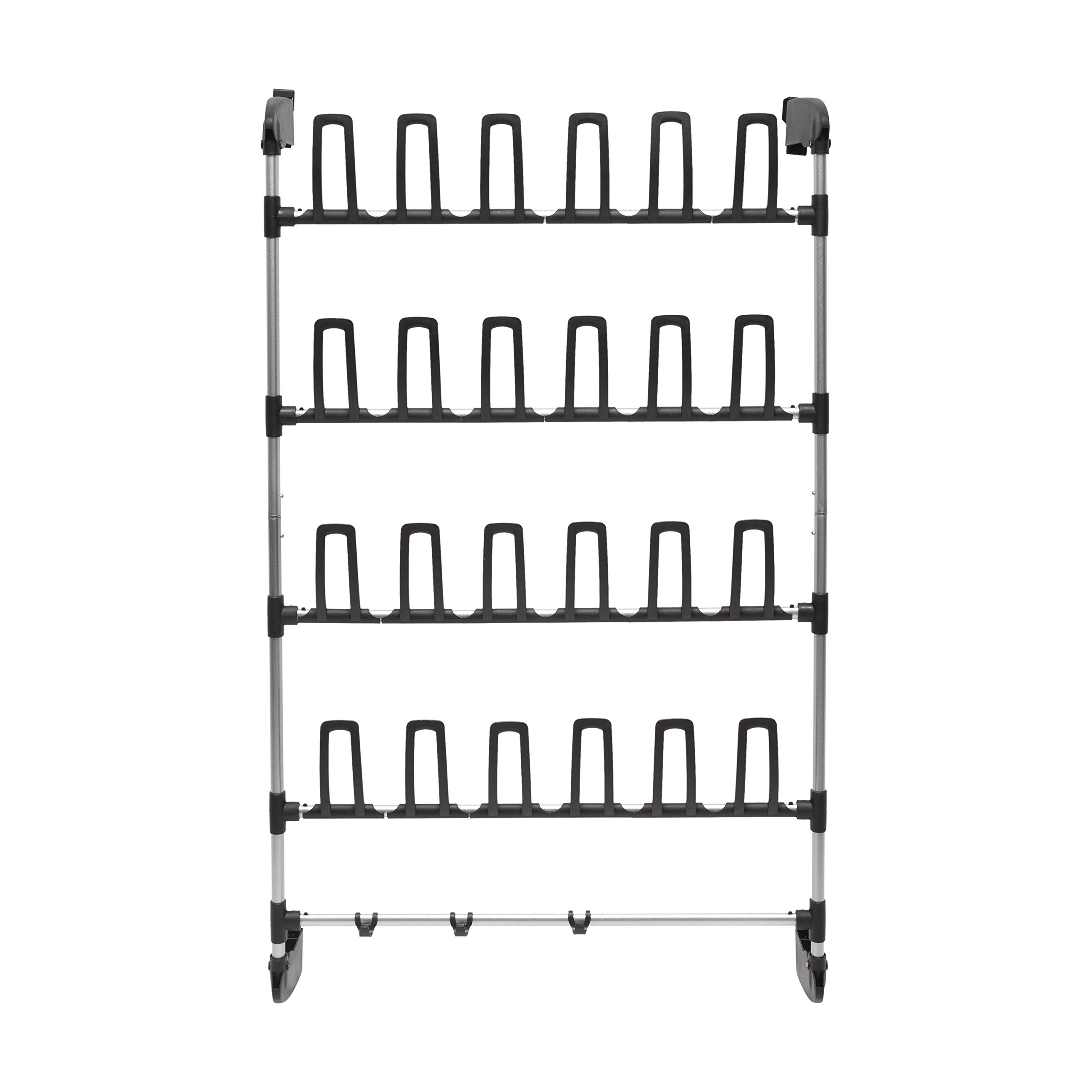 Neu Home Over The Door 12 Pair Shoe Organizer with Bottom Bar Bag Holder - Space Saving Closet Storage for Entryway, Bedroom & Dorm Organization