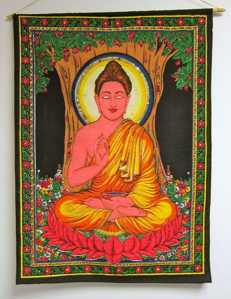 Large Cotton Buddha Wall Hanging Tapestry - Spiritual Home Decor for Meditation Rooms, Yoga Studios & Zen Bedrooms