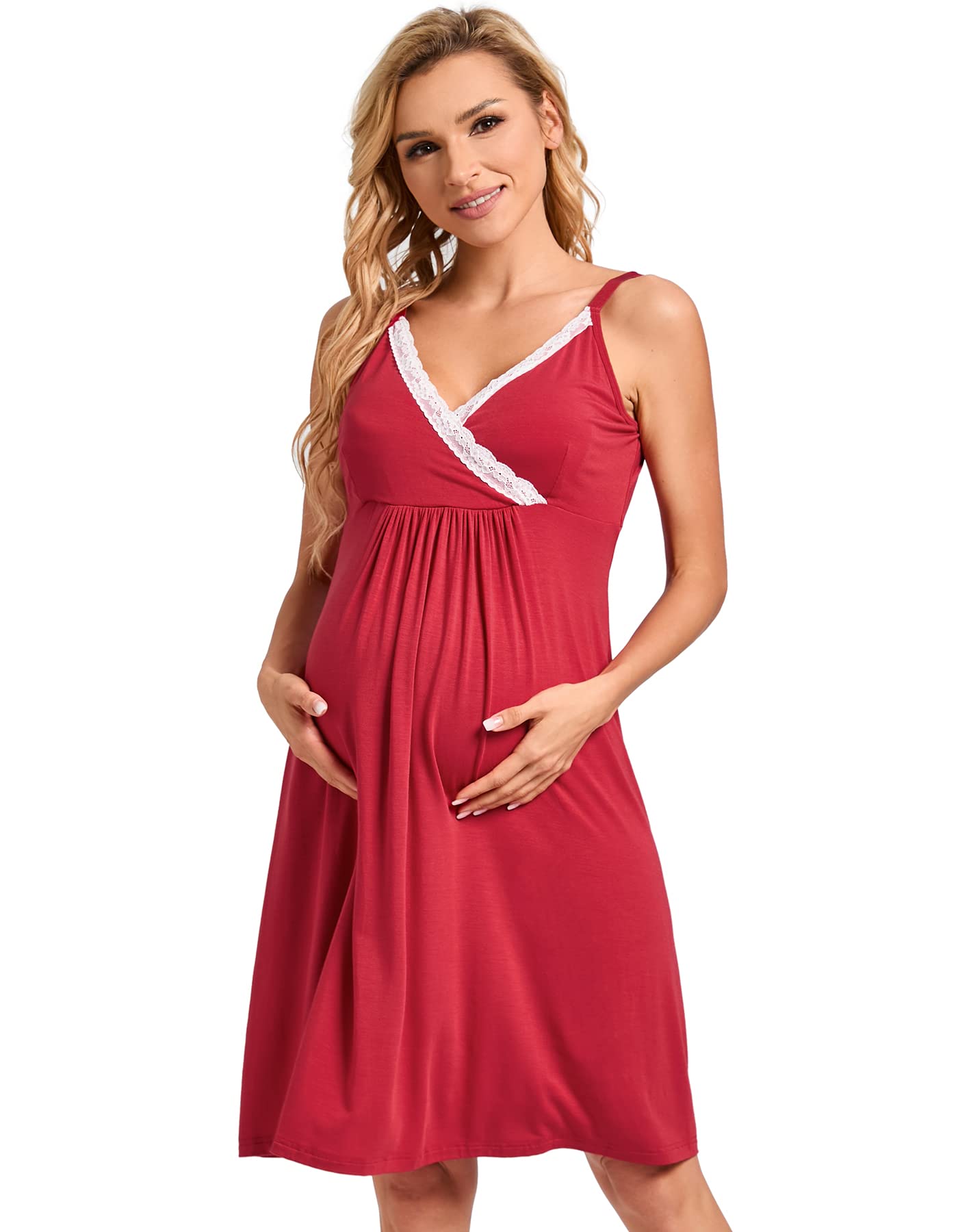 Sosolism 3-in-1 Hospital Maternity Nightgown - Labor, Delivery & Nursing Gown for New Mothers | Comfortable Breastfeeding Dress for Postpartum & Hospital Stay