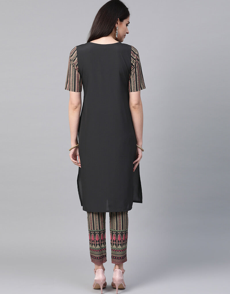 Black Crepe Straight Leg Pants for Women - Comfortable Office Wear & Casual Outfits