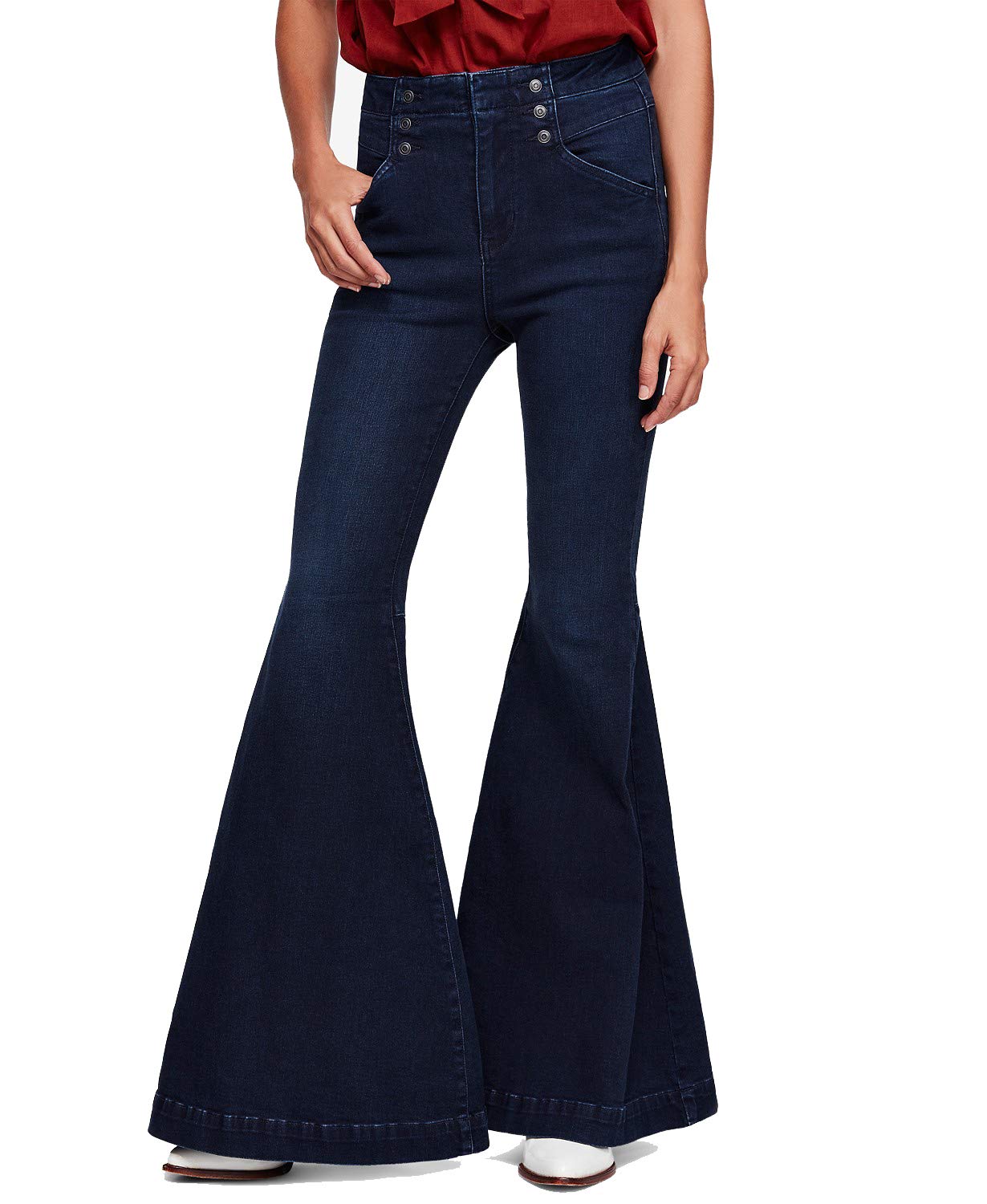 Free People Women's Maddox High-Rise Flare Jeans - Vintage Distressed Denim Pants for Casual & Boho Outfits | Perfect for Music Festivals & Weekend Wear