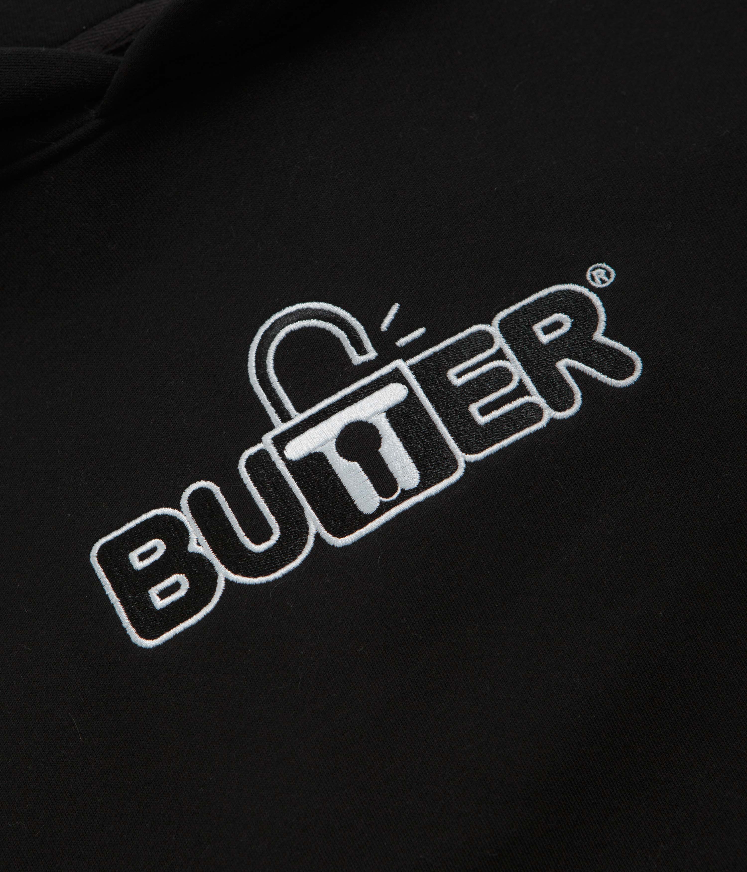 Butter Goods Lock Hoodie for Men & Women - Black Zip Up Hooded Sweatshirt for Casual Wear & Street Style