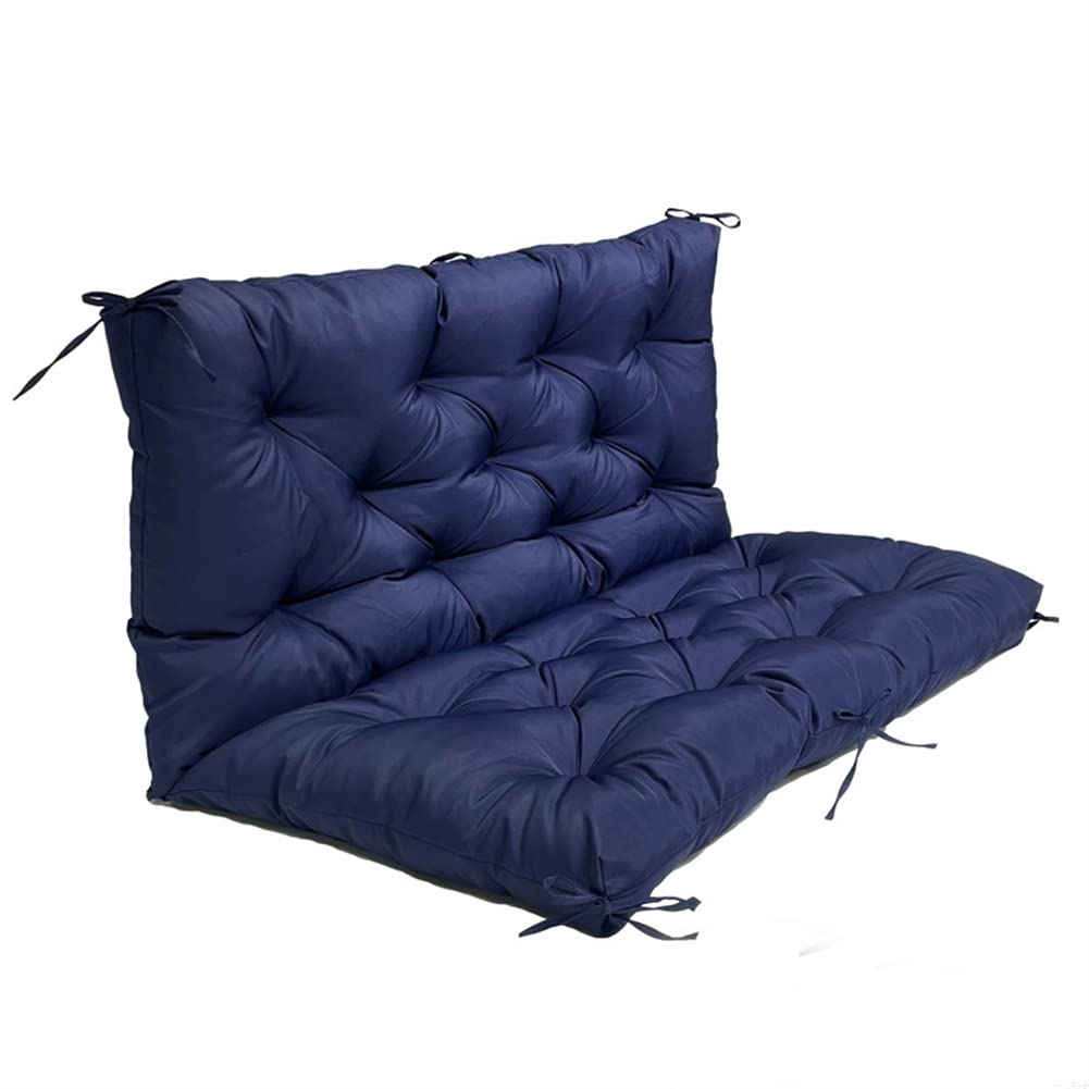 Premium Waterproof Outdoor Bench Cushion with Backrest - Overstuffed Replacement Cushion for 2-3 Seat Patio Swing, Garden Loveseat & Outdoor Furniture (47.2x39.4x3.94 Inches, Navy Blue) - Perfect for Porch, Deck, Backyard & Poolside Relaxation