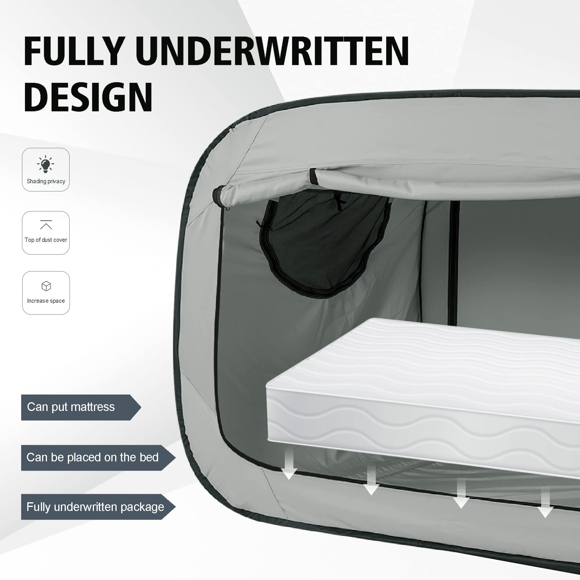 Portable Bed Tent Canopy for Kids & Adults - Breathable Indoor Sleeping Tent with 2 Doors - Private Space for Bedrooms, Camping & Relaxation