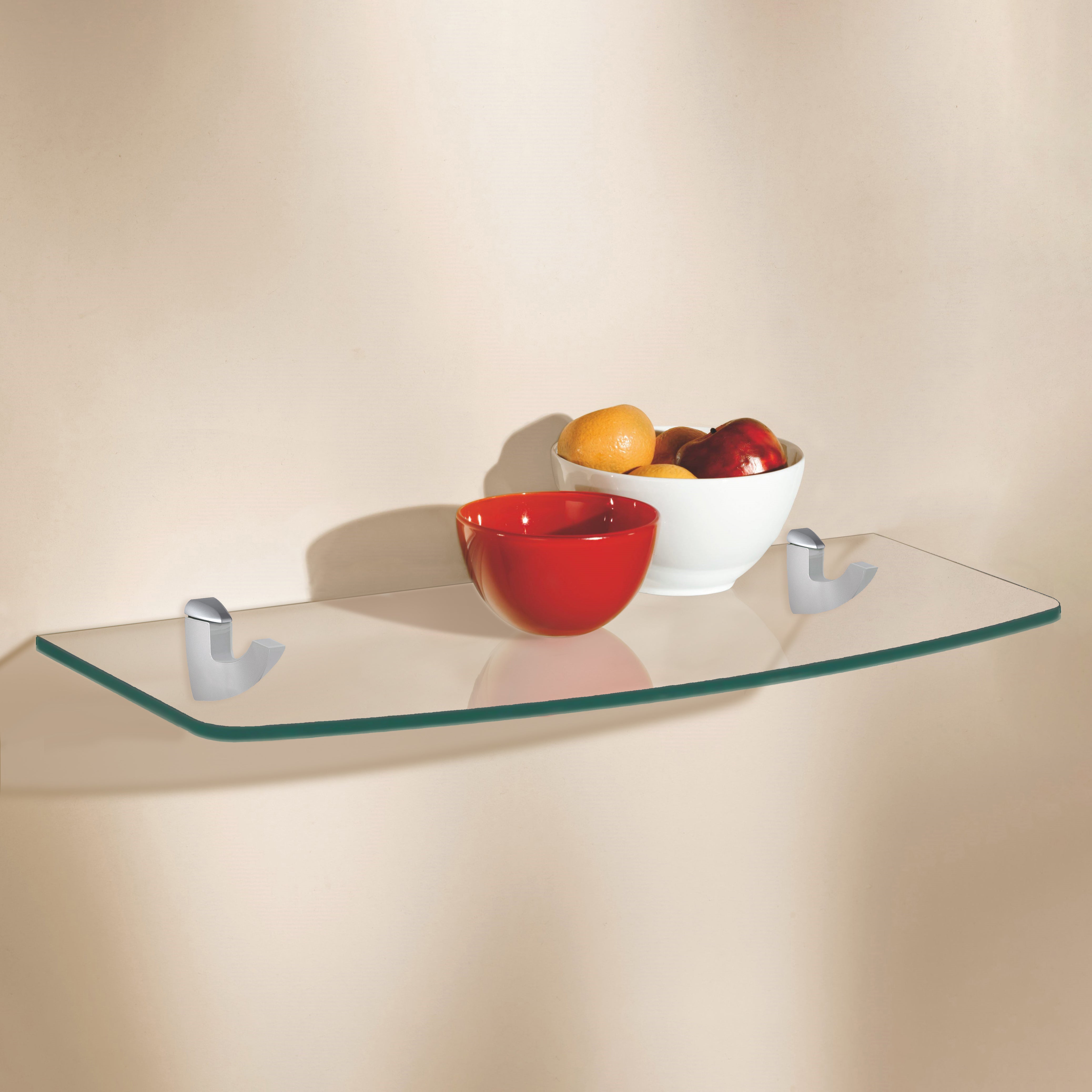 GLASSLINE Convex Shelf & SCOOP Clip - Stylish Wall-Mounted Storage for Kitchen, Bathroom & Office Organization