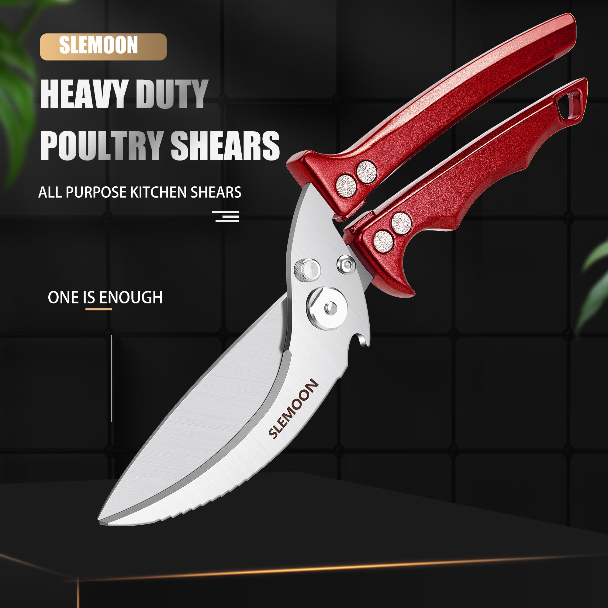 Heavy Duty Stainless Steel Poultry Shears for Chicken, Turkey, and Meat Cutting - Dishwasher Safe Kitchen Scissors with Burgundy Gift Box, Perfect for Thanksgiving and Holiday Meal Prep