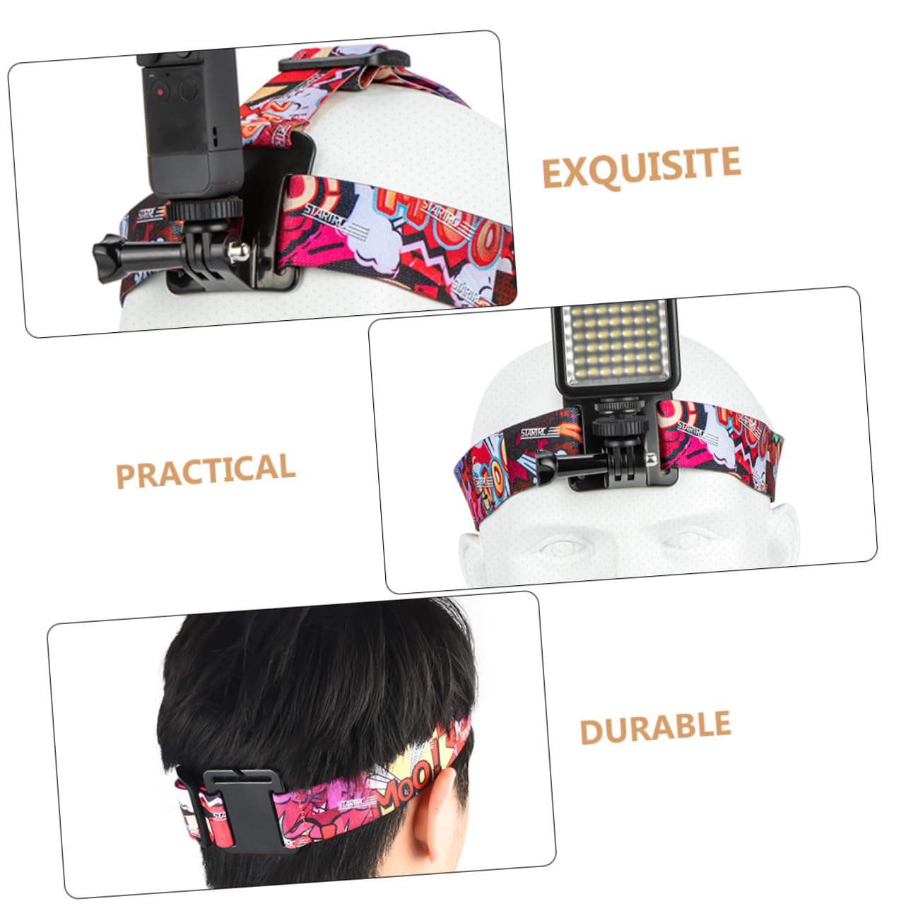 HOMSFOU Sports Camera Headset with Elastic Band - HD Video Recording for Action, Cycling, Running & Outdoor Adventures