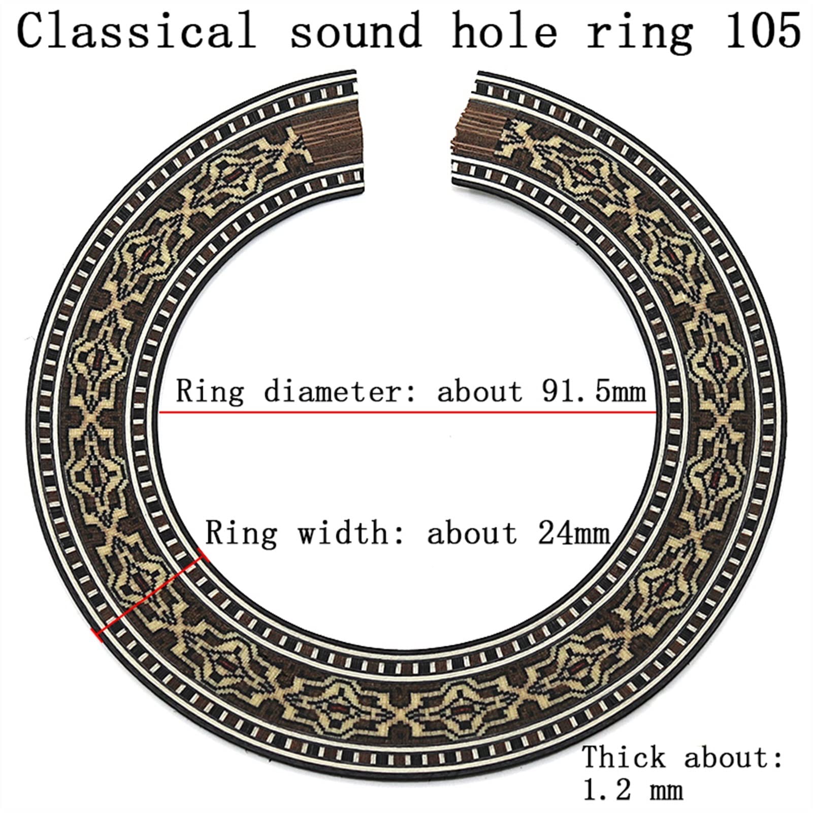 TSTS 3-Piece Classical Guitar Sound Hole Inlay Wood Replacement Parts - Perfect for Guitar Repair, Maintenance & Customization | Acoustic Guitar Accessories for Musicians & Luthiers