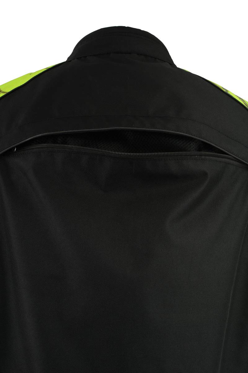 Milwaukee Leather MPM1787 Men's Black & Neon Orange Textile Motorcycle Jacket - Mossy Oak Camo Design for Outdoor Riding & Adventure