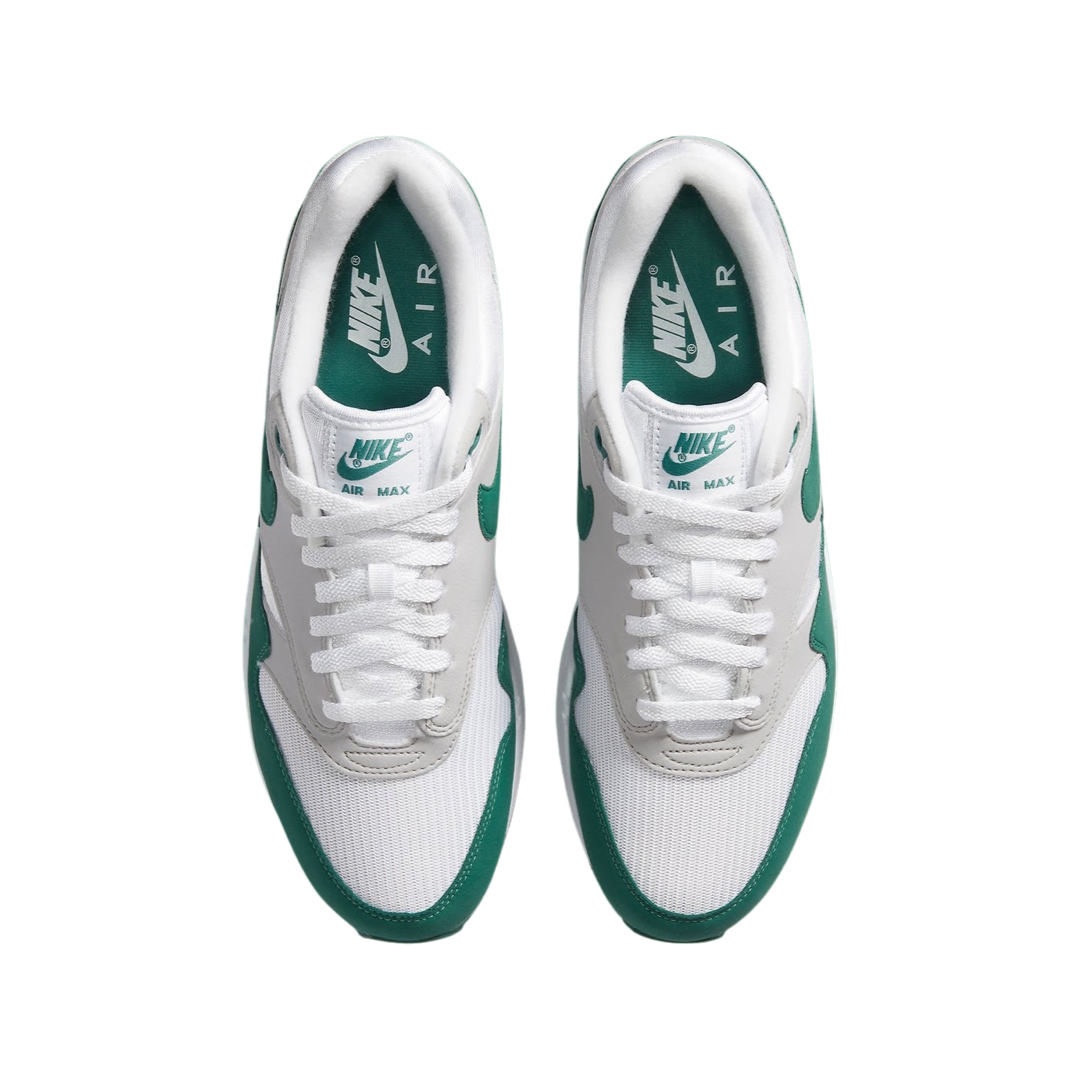 Nike Air Max 1 Anniversary Green White Evergreen Aura Neutral Grey Black Running Shoes for Men - Comfortable Sneakers for Jogging, Gym Workouts & Casual Wear