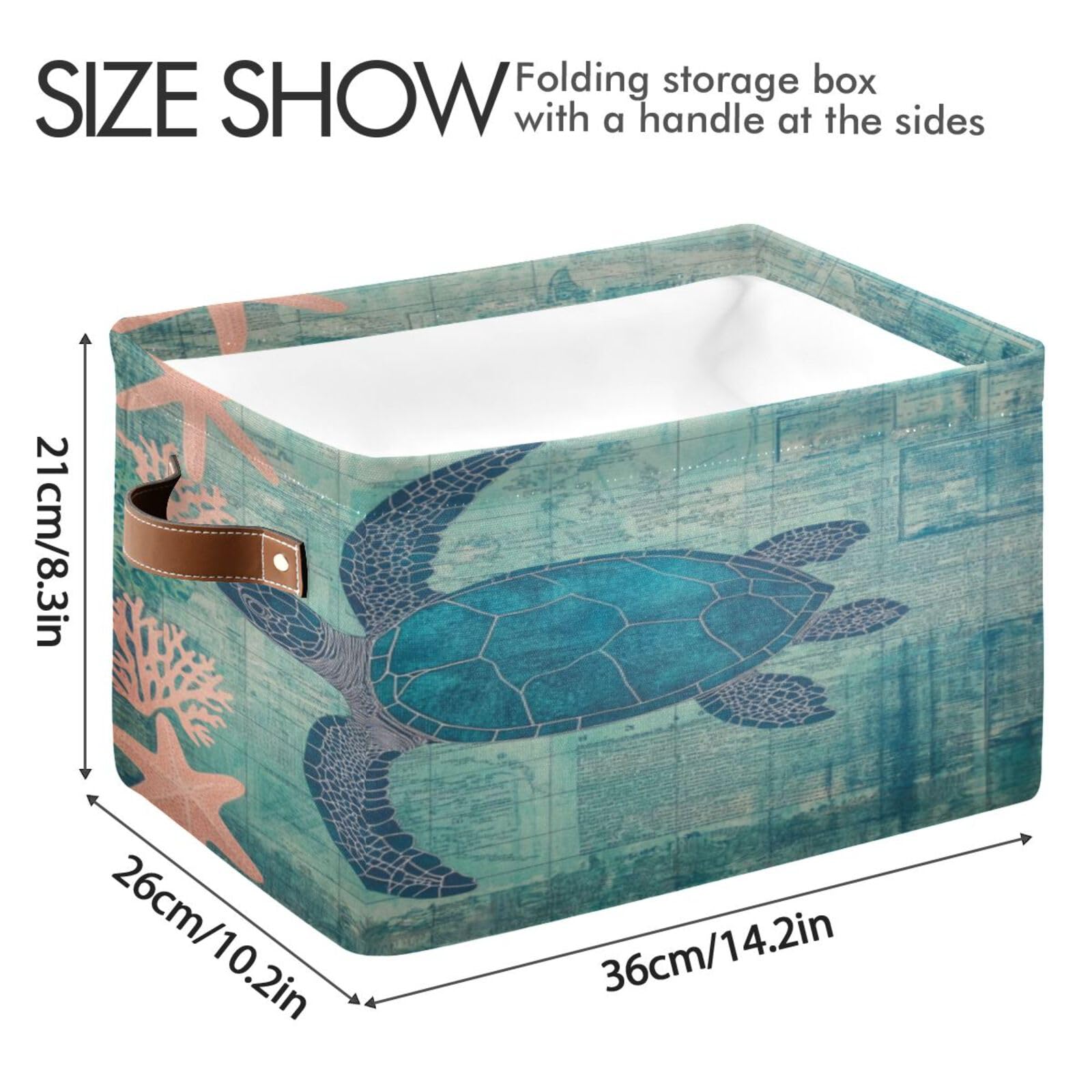 Large Fabric Storage Bins with Handles - Decorative Collapsible Baskets for Shelves, Closet Organizers | Perfect for Clothes, Toys, Home Storage & Pet Turtles | Space-Saving Home Organization Solution