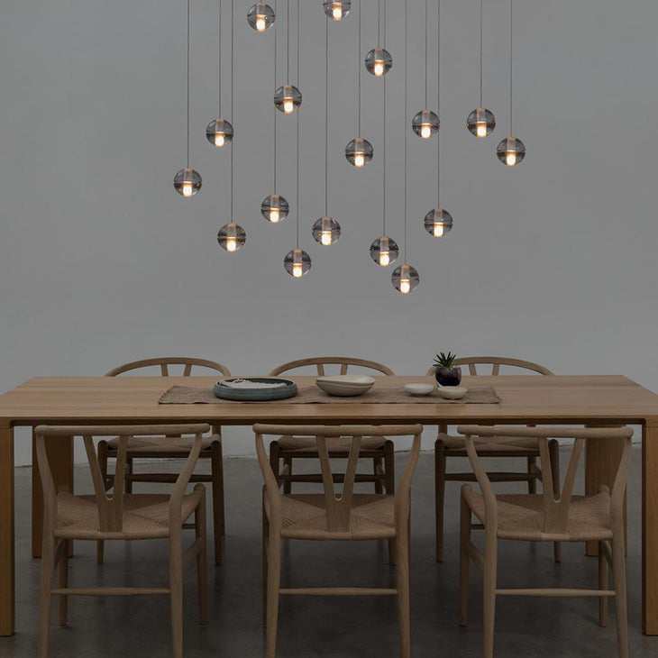 Elegant Ball Crystal Pendant Light - Modern Chandelier for Dining Room, Bedroom & Living Room Decor - Dimmable LED Hanging Light Fixture