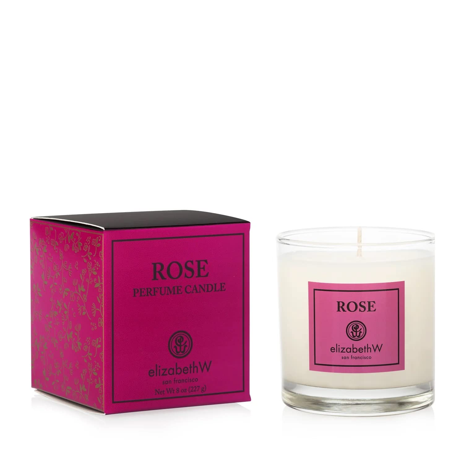 8oz Rose Scented Candle in Glass Jar - Long Lasting Floral Fragrance for Home, Bathroom & Bedroom Relaxation