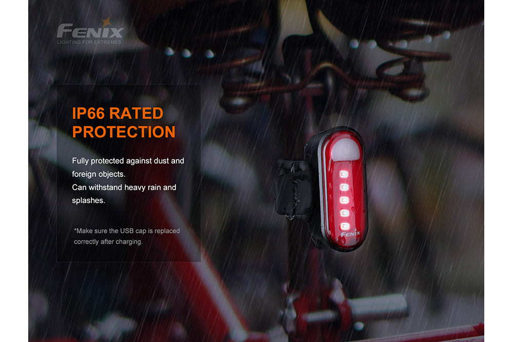 Fenix BC05R V2.0 USB Rechargeable Bike Tail Light - 300 Lumens, IP66 Waterproof, 5 Modes Cycling Safety Light for Night Riding & Commuting