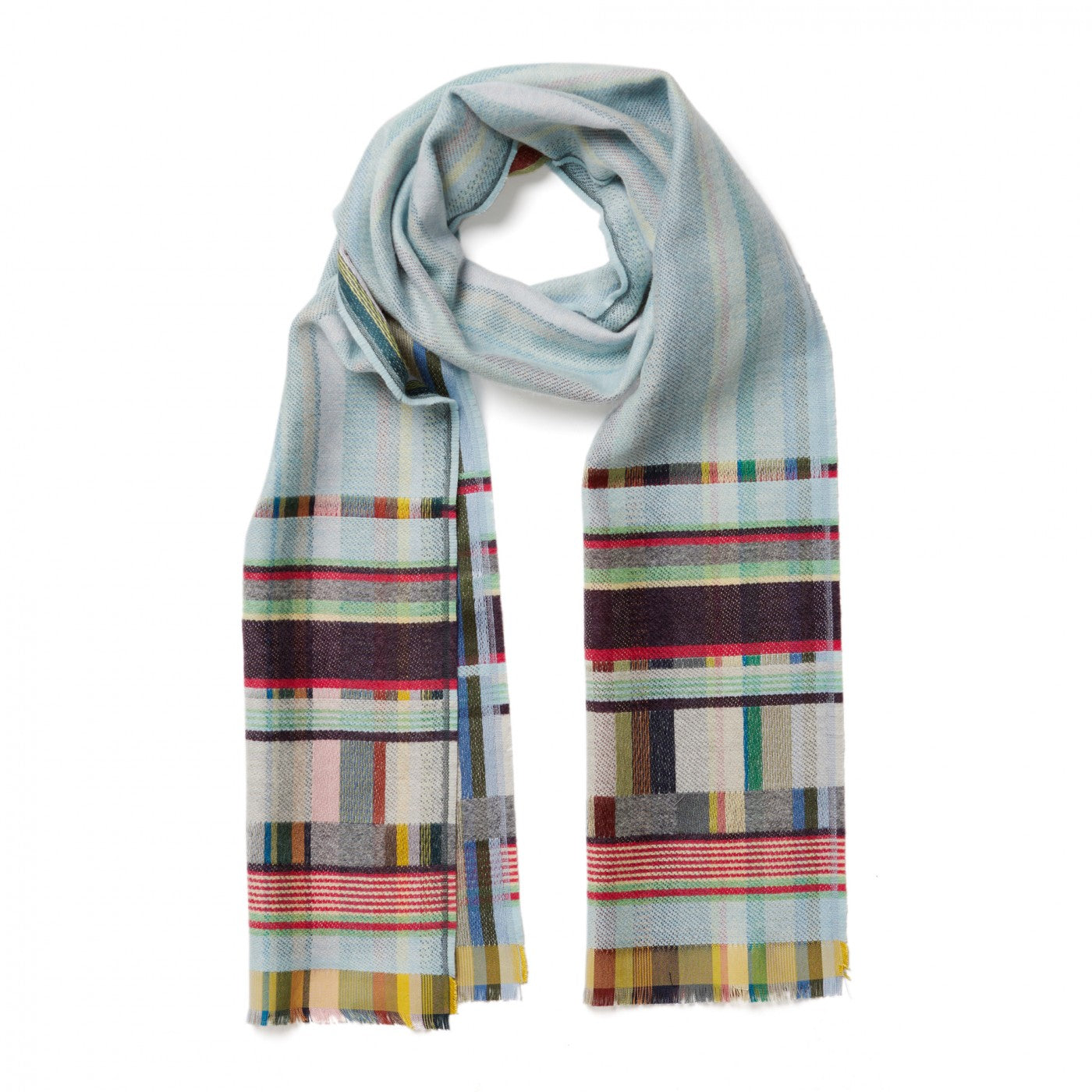 Wallace Sewell Premium Silk & Lambswool Scarf - Fritton Cloud Aqua Design | Luxurious Winter Fashion Accessory for Women | Perfect for Cold Weather, Office Wear & Holiday Gifts