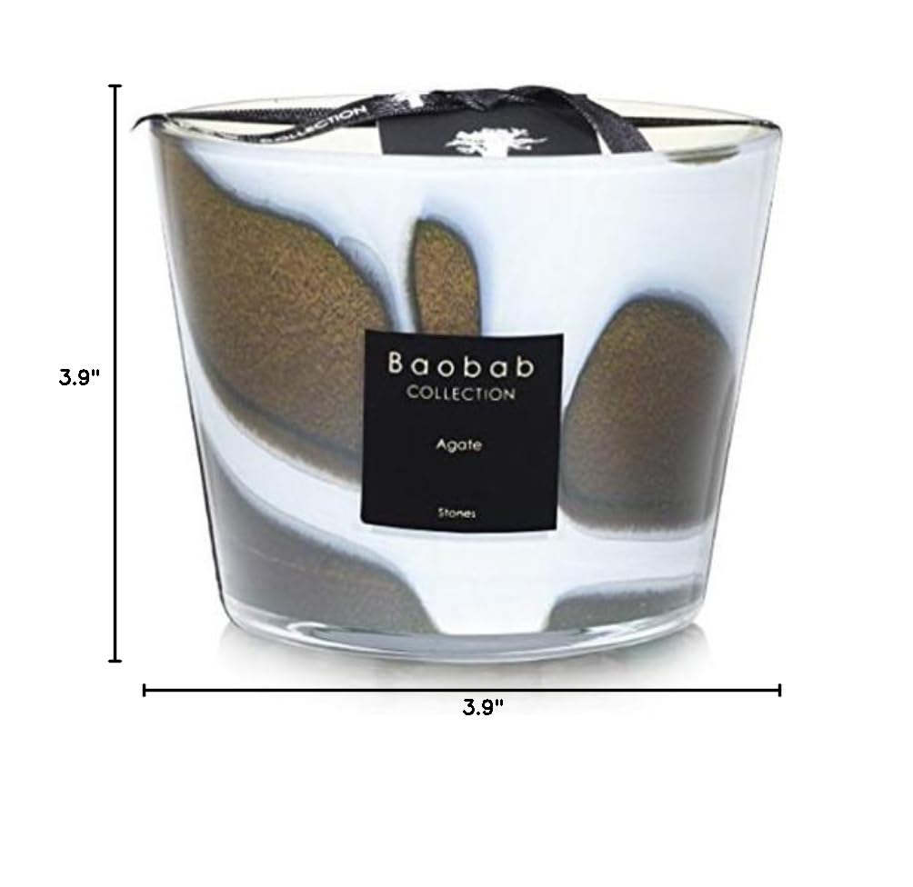Baobab Collection Agate Stone Max10 Scented Candle - Luxury Home Decor, Aromatherapy & Relaxation Gift for Spa, Bedroom, and Meditation