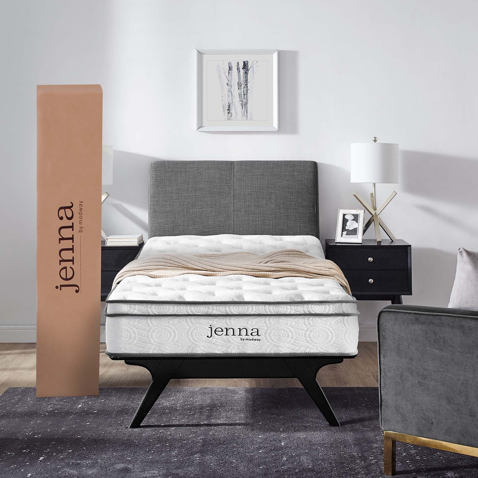 Jenna Innerspring Mattress - Queen Size, Medium Firm Support for Back Pain Relief, Breathable Cool Sleep - Perfect for Bedroom, Guest Room & Apartment