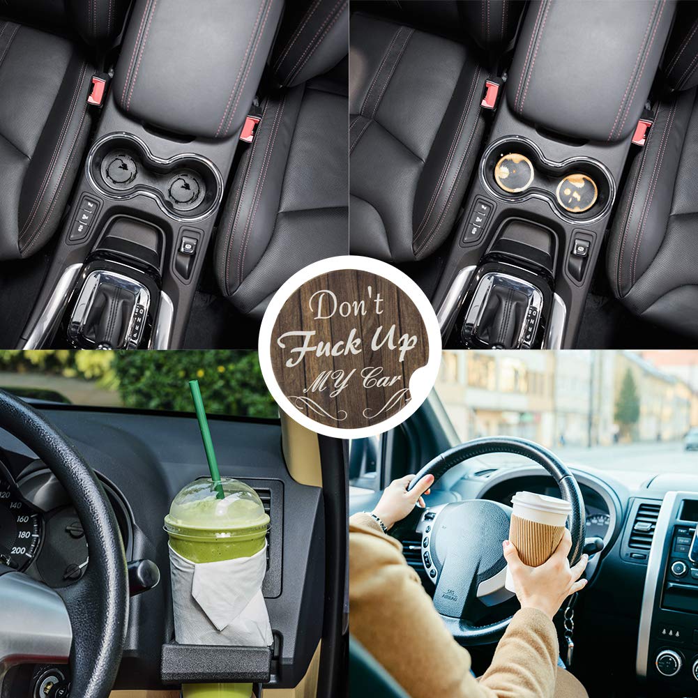 Absorbent Ceramic Car Cup Holder Coasters (2-Pack) - 2.56