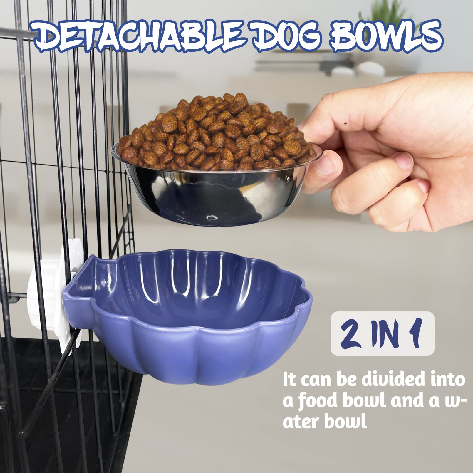 Stainless Steel Hanging Pet Bowl - Removable Dog & Cat Feeder for Cage, Coop - Perfect for Puppies, Ferrets, Birds & Guinea Pigs (2 Pack) - Ideal for Travel, Kennels & Small Animal Care