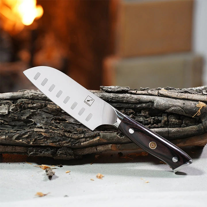 Premium Santoku Knife 5-Inch - Ergonomic Design for Small Hands, Ultra-Sharp Blade for Precise Thin Cuts - Perfect for Sushi, Vegetables & Delicate Kitchen Tasks