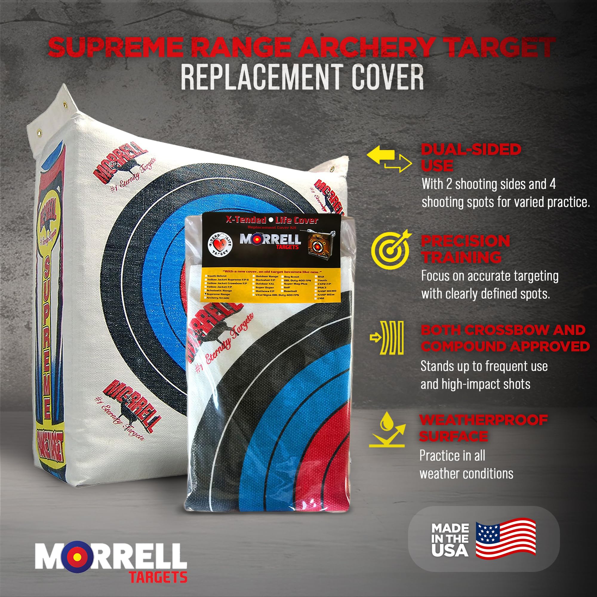 Morrell Weatherproof Supreme Range Archery Bag Target - NASP Field Point Cover with 2 Shooting Sides & 4 Shooting Spots (3 Pack) | Durable Outdoor Practice for Archery Enthusiasts & Competitions