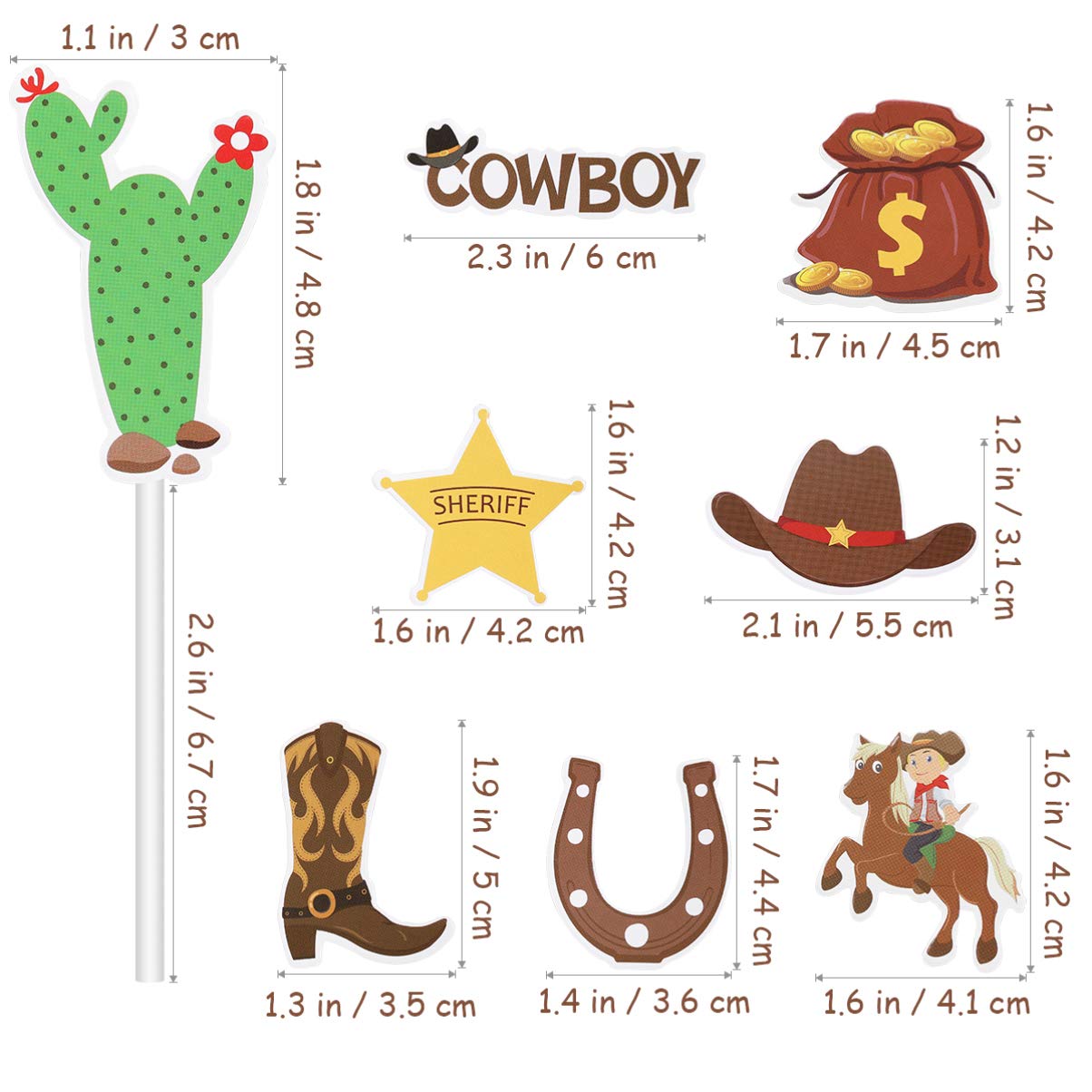 72PCS Western Theme Cupcake Toppers - Cowgirl Party Cake Decorations for Birthday, Baby Shower & Wedding - Reusable Cake Picks for Western Decor, Cowboy Party Supplies